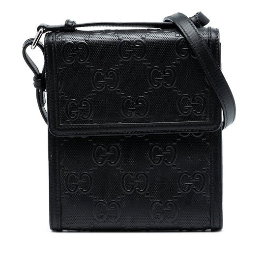 Gucci GG Embossed Leather Flap Crossbody