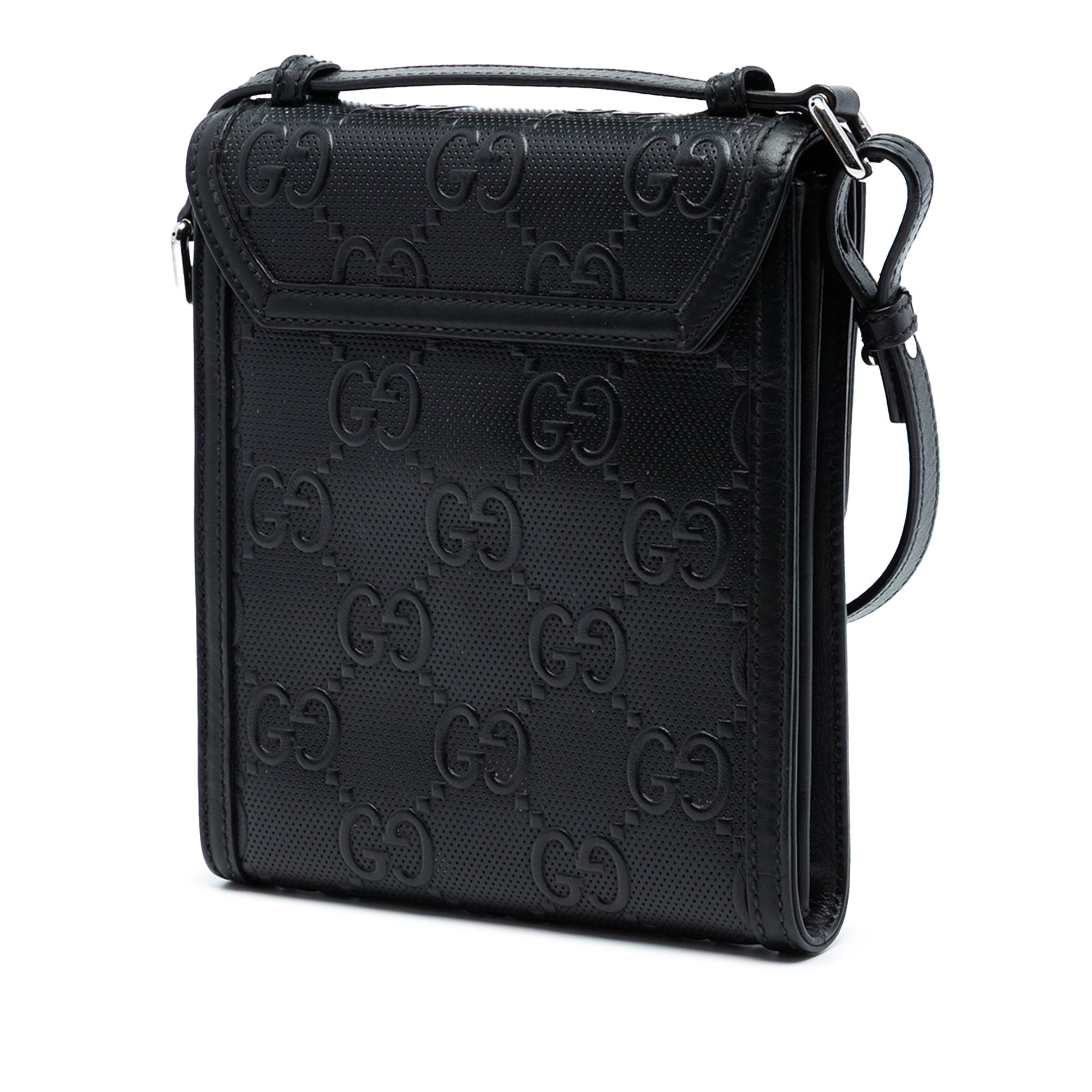 Gucci GG Embossed Leather Flap Crossbody