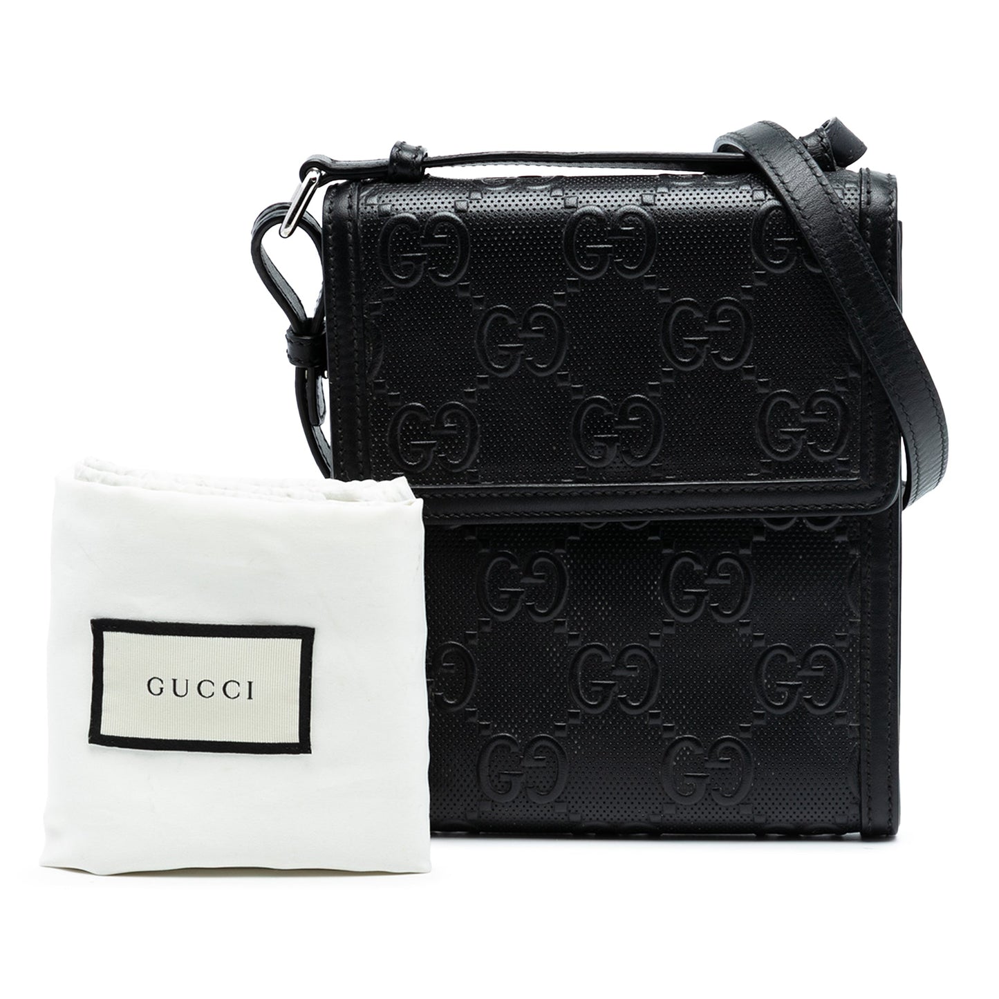 Gucci GG Embossed Leather Flap Crossbody