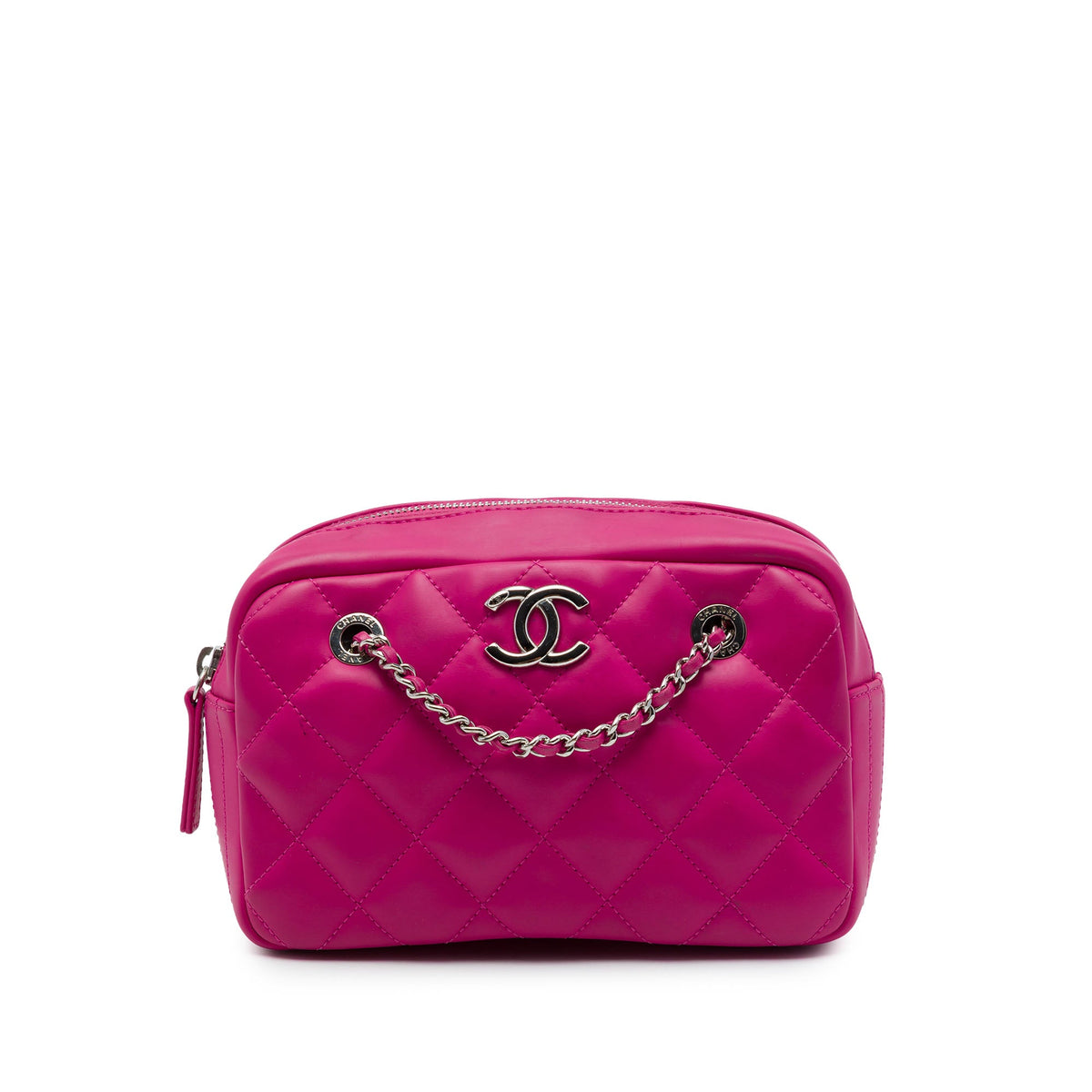 Chanel Small CC Quilted Rubberized Lambskin Coco Rain Camera Bag — Pink