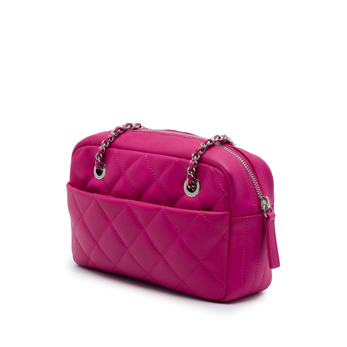 Chanel Small CC Quilted Rubberized Lambskin Coco Rain Camera Bag — Pink