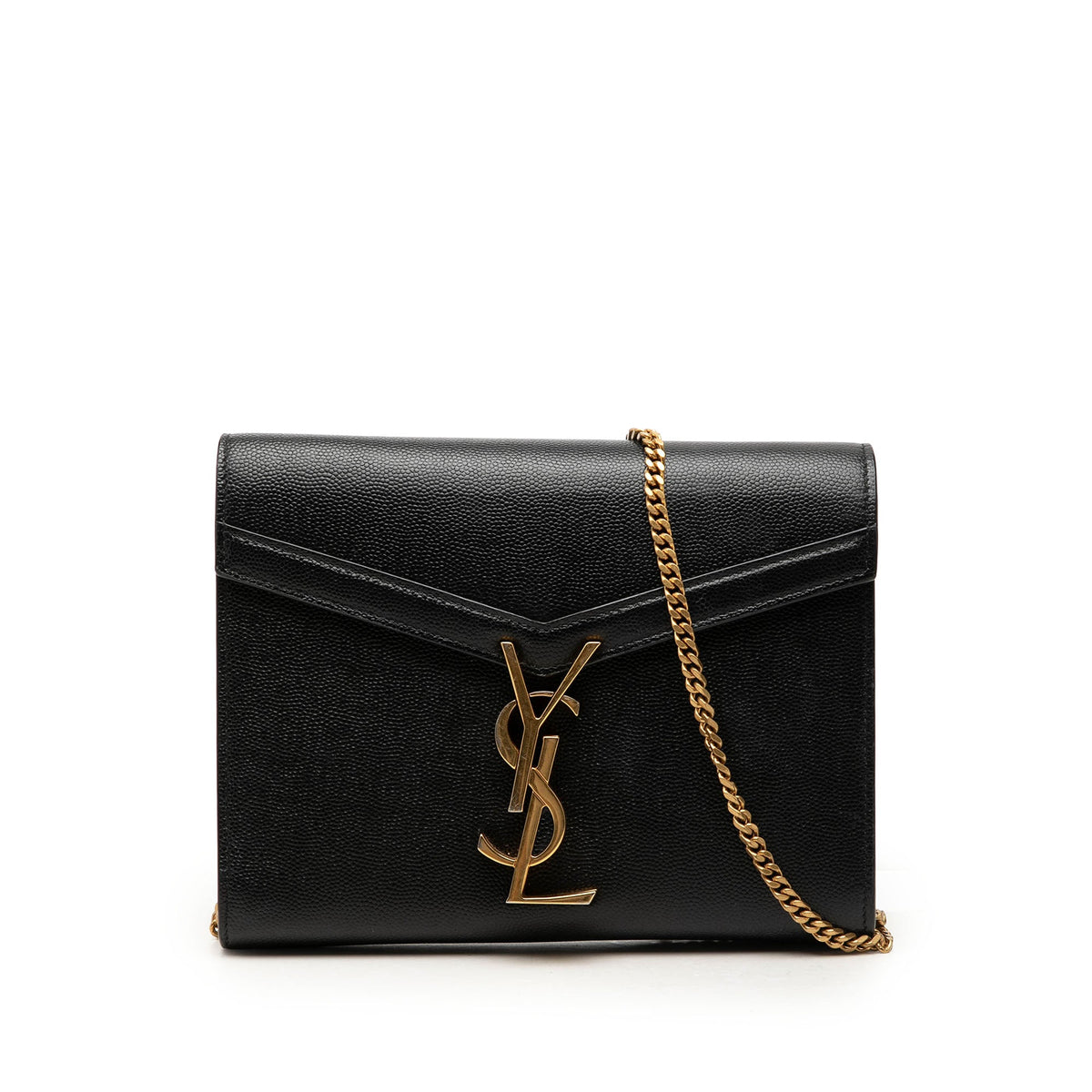Saint Laurent Grain De Poudre Monogram Cassandra Chain Wallet