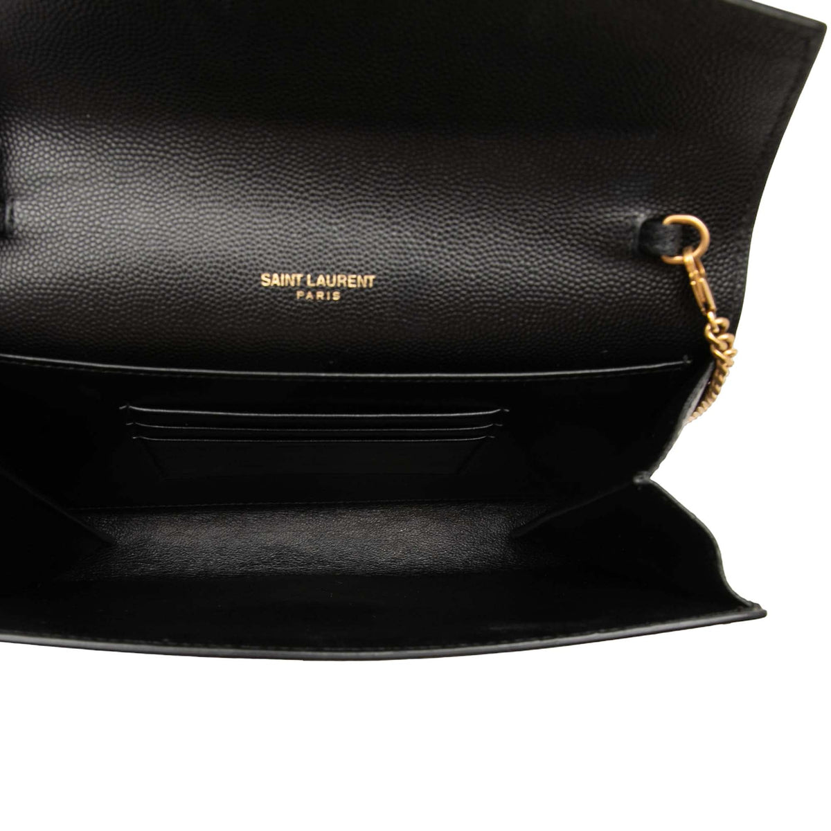 Saint Laurent Grain De Poudre Monogram Cassandra Chain Wallet
