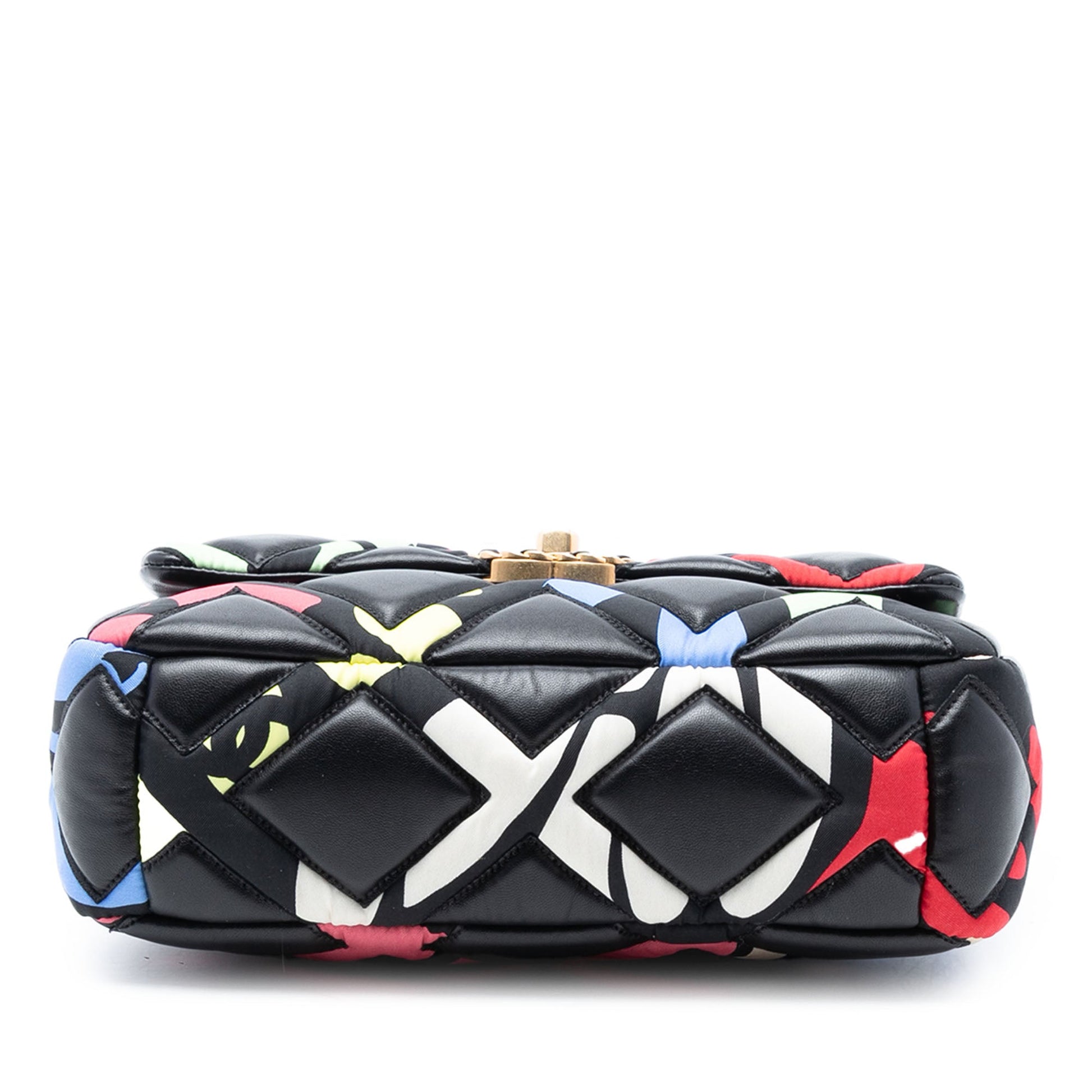 Chanel Medium Lambskin and Printed Silk Fixation 19 Flap