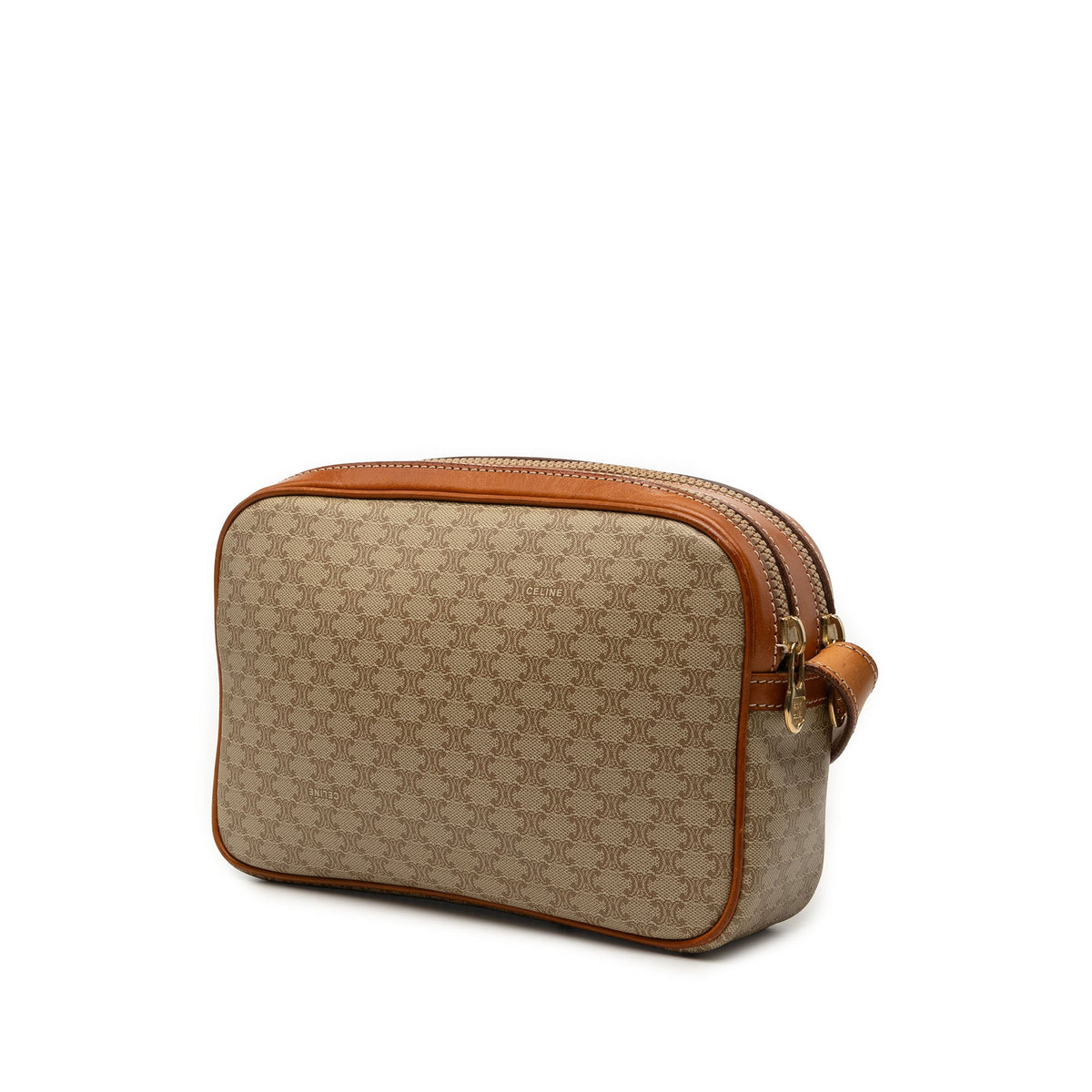 Celine Macadam Coated Canvas Crossbody — Beige