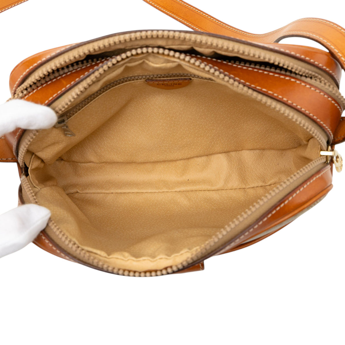 Celine Macadam Coated Canvas Crossbody — Beige