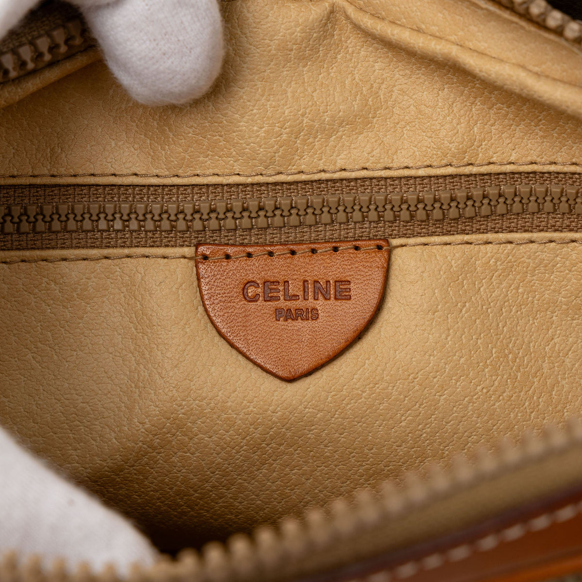 Celine Macadam Coated Canvas Crossbody — Beige