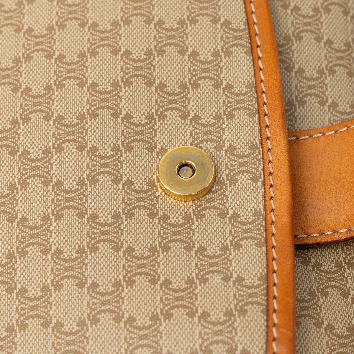 Celine Macadam Coated Canvas Crossbody — Beige