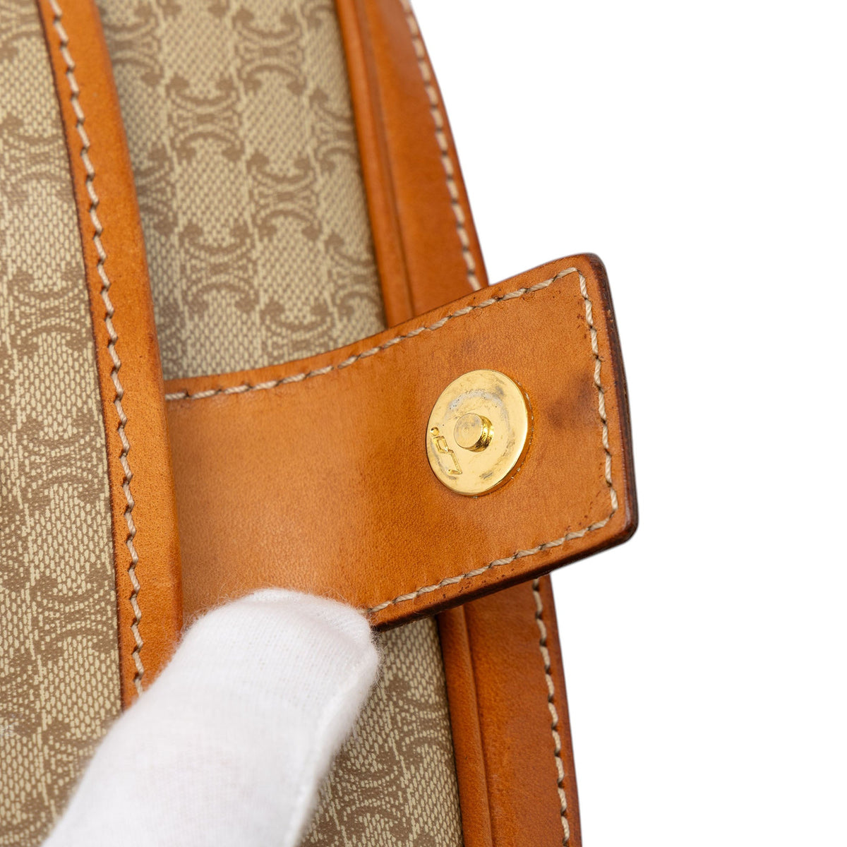 Celine Macadam Coated Canvas Crossbody — Beige