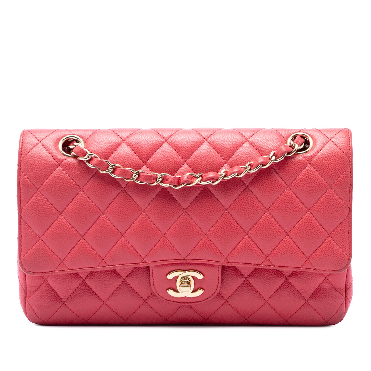 Chanel Medium Classic Caviar Double Flap — Pink