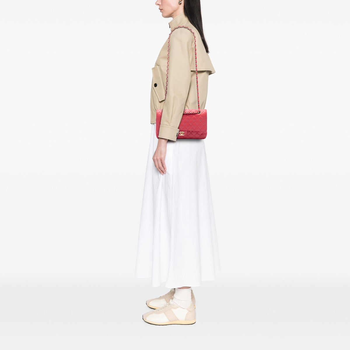 Chanel Medium Classic Caviar Double Flap — Pink