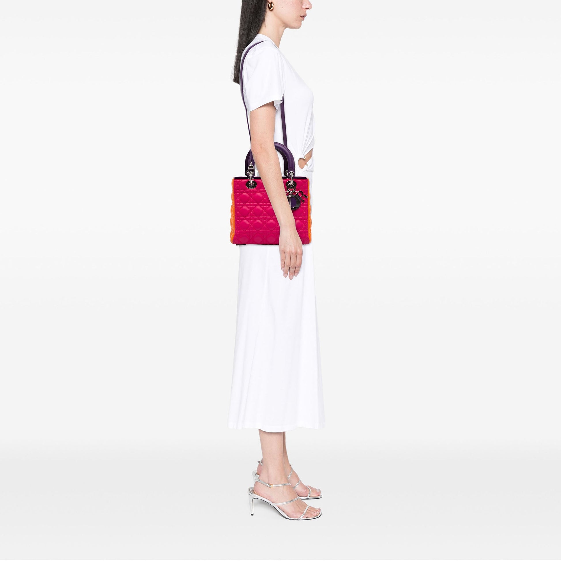 Dior Medium Tricolor Lambskin Cannage Lady Dior