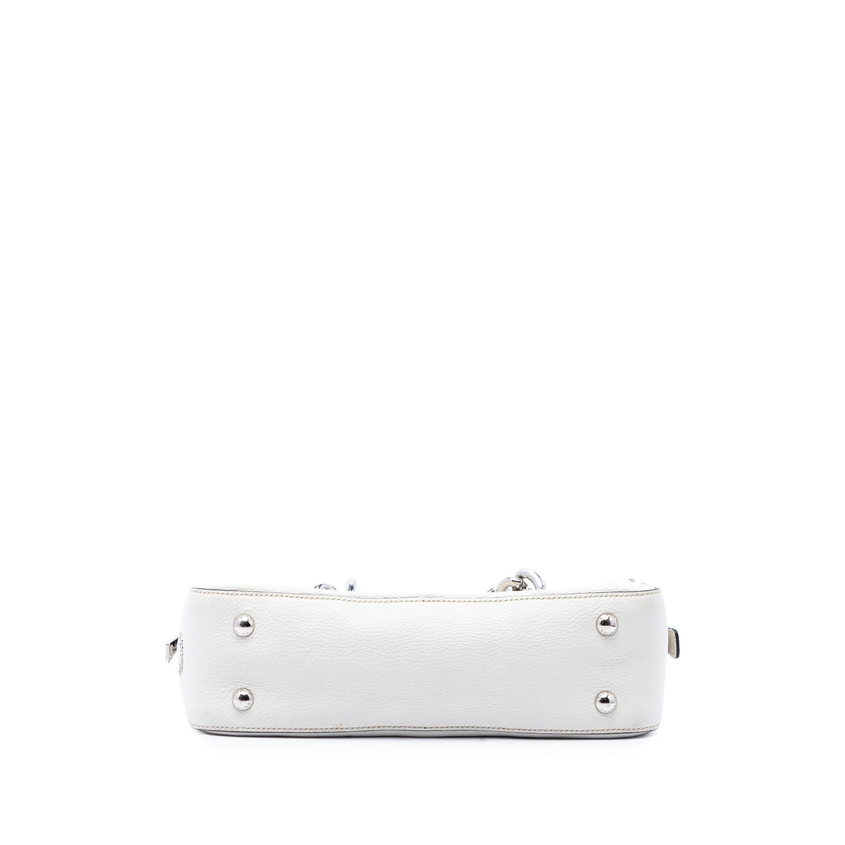 Prada Vitello Daino Grommet Chain Shoulder Bag — White