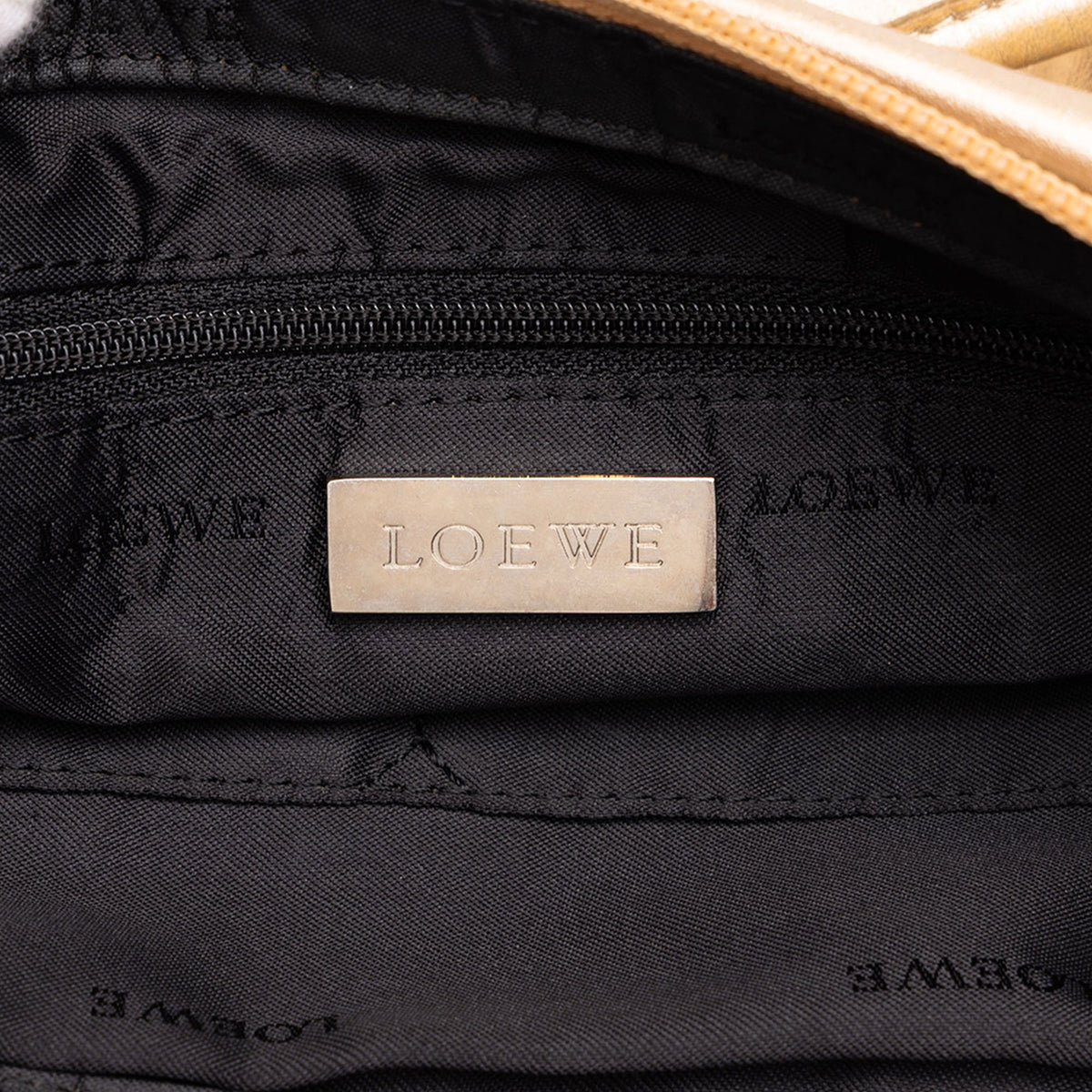 LOEWE Metallic Nappa Anagram Knot Handbag — Gold