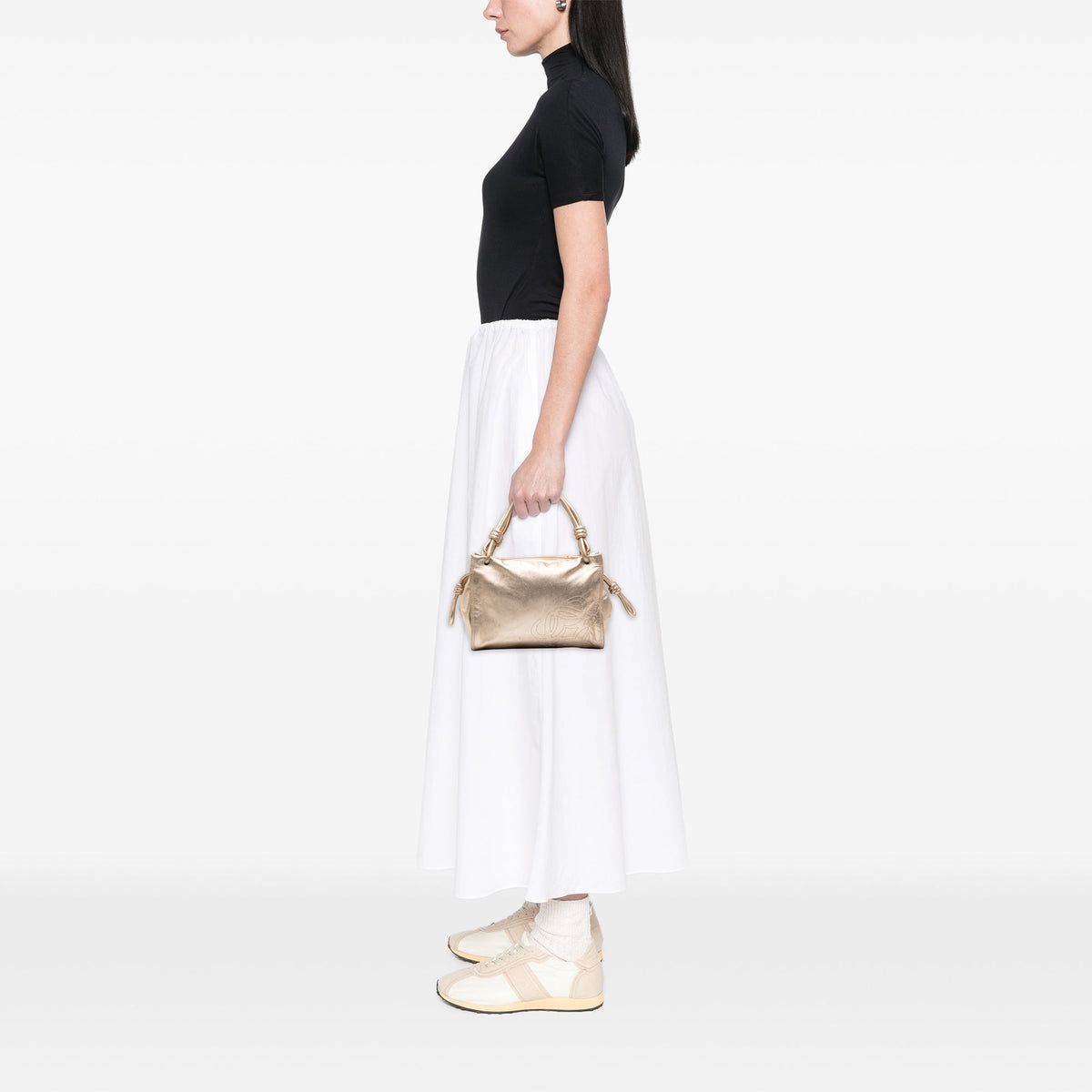 LOEWE Metallic Nappa Anagram Knot Handbag — Gold