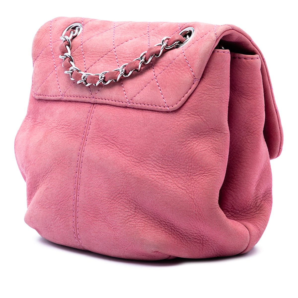 Chanel Mini Quilted Nubuck Trianon Messenger Flap — Pink