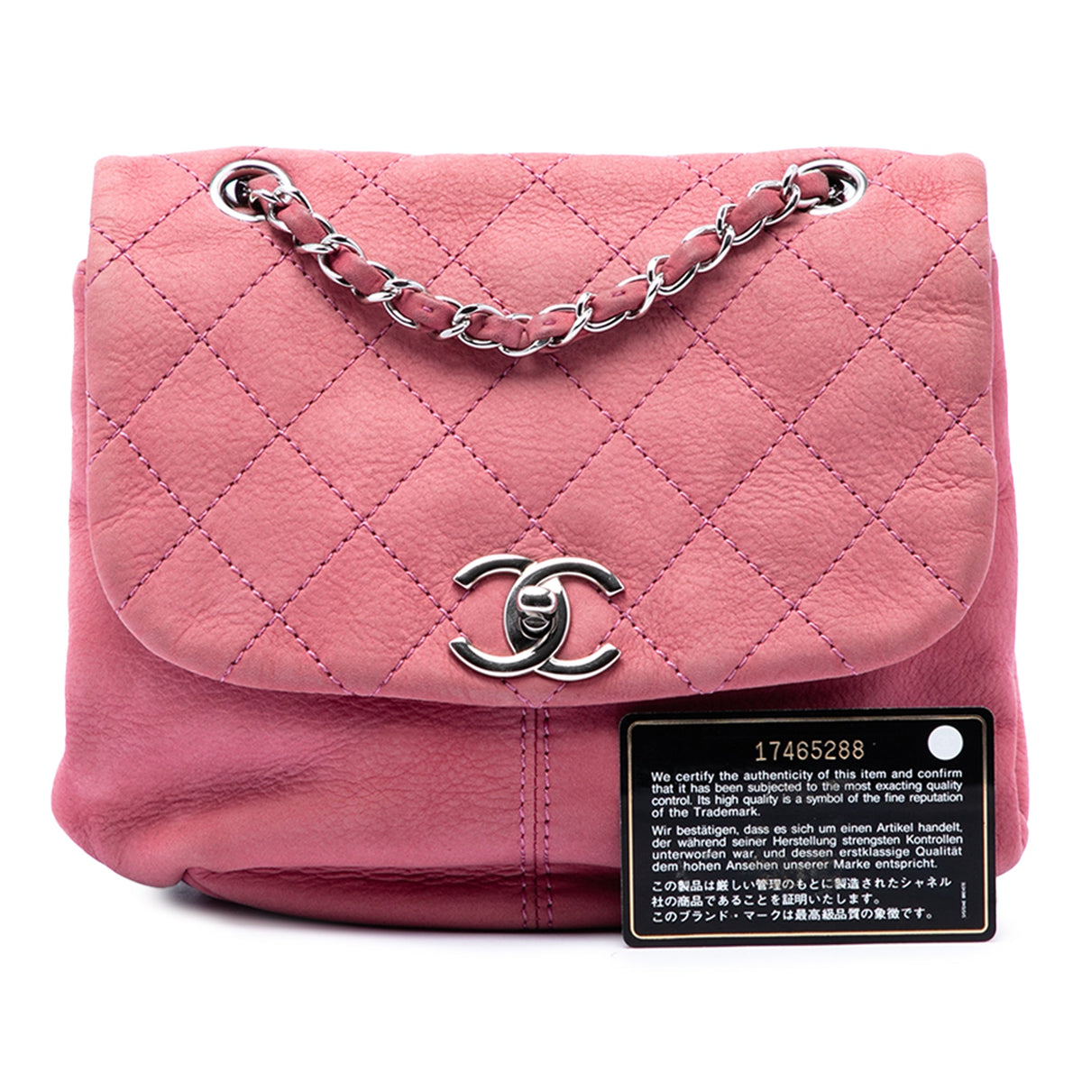Chanel Mini Quilted Nubuck Trianon Messenger Flap — Pink