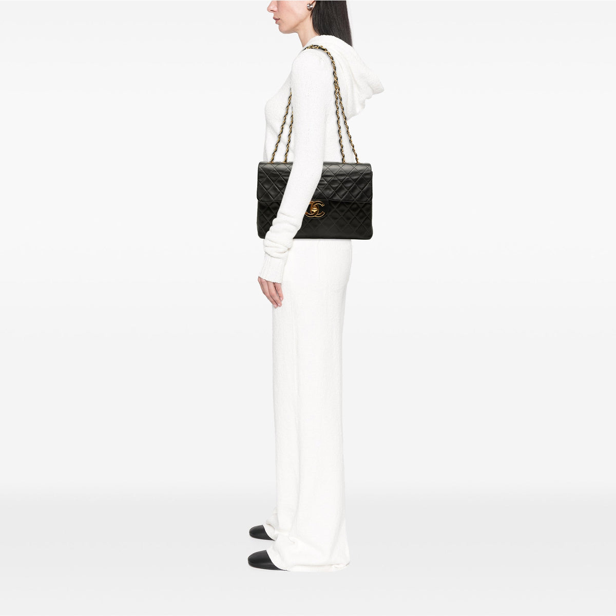Chanel Maxi XL Classic Lambskin Single Flap — Black