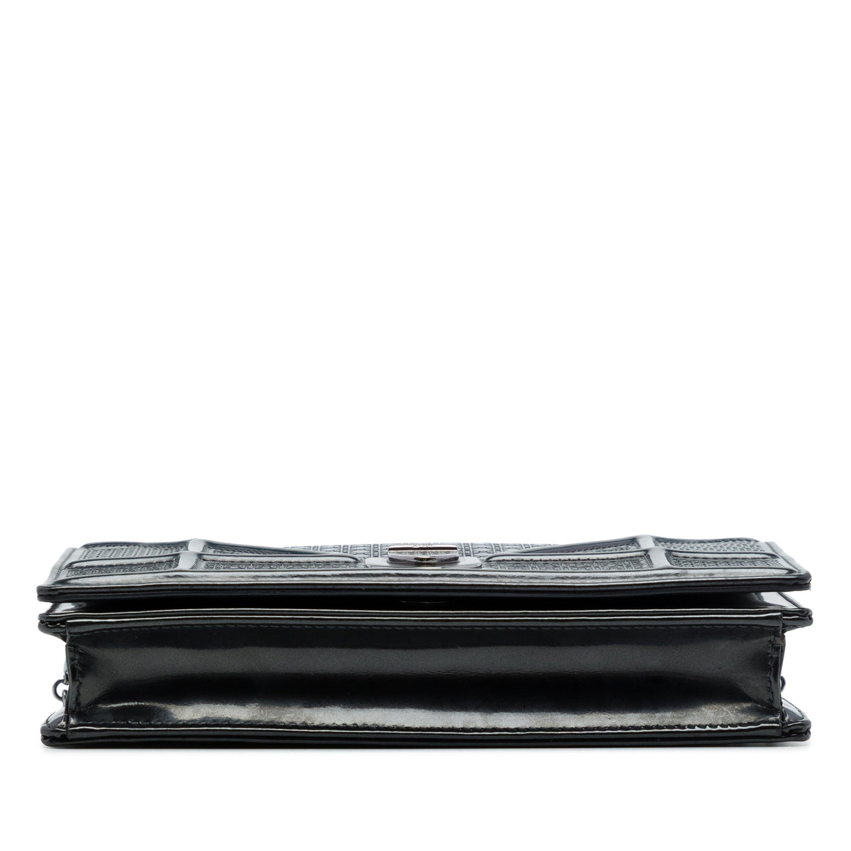 Dior Metallic Patent Microcannage Diorama Wallet on Chain