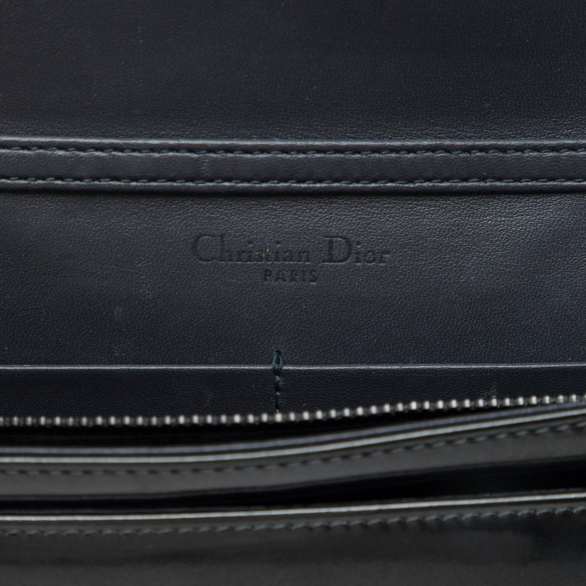 Dior Metallic Patent Microcannage Diorama Wallet on Chain