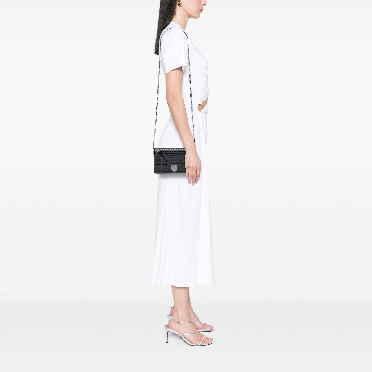 Dior Metallic Patent Microcannage Diorama Wallet on Chain