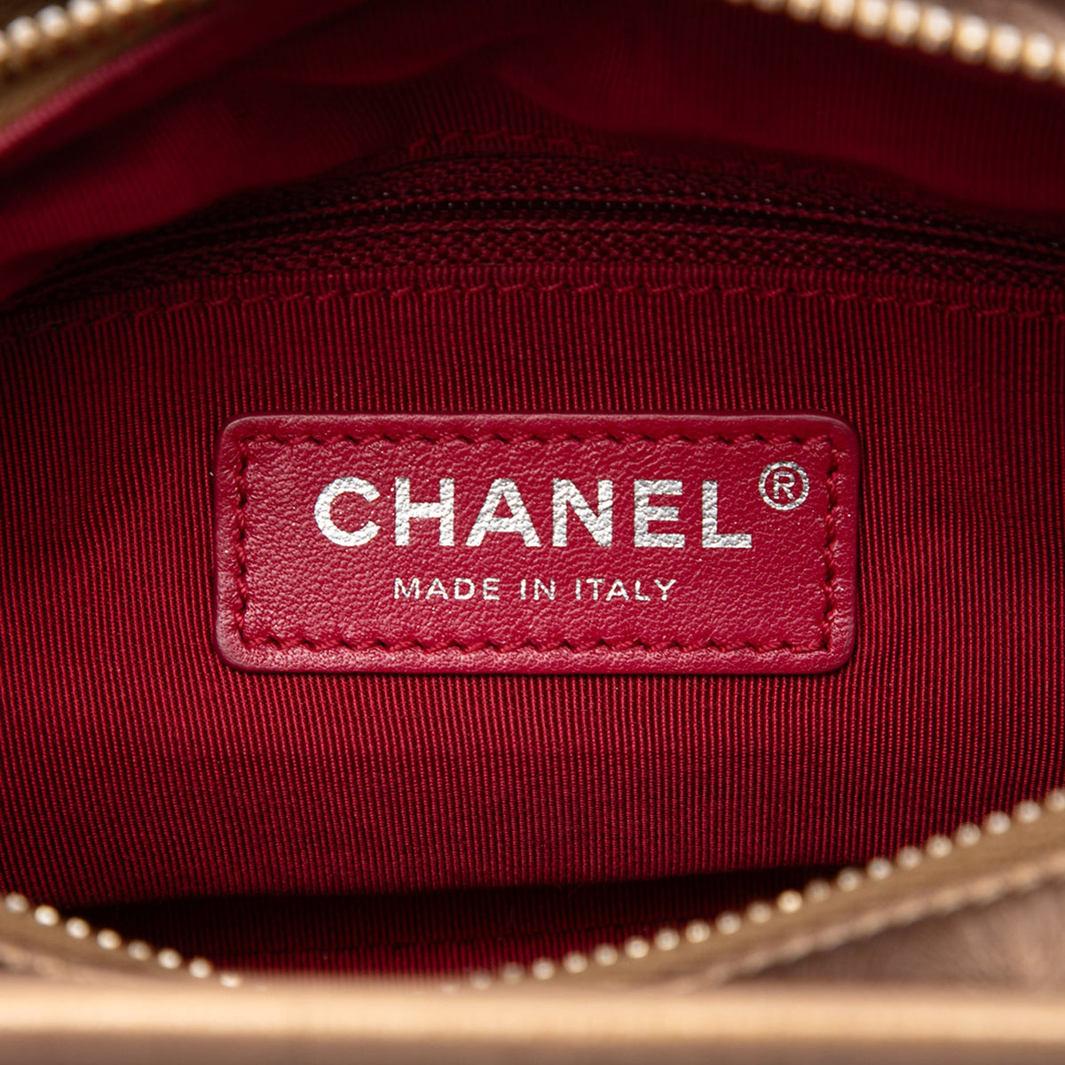 Chanel Small Quilted Metallic Aged Calfskin Gabrielle Hobo — Brown