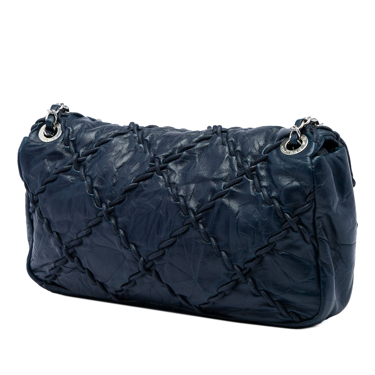 Chanel Medium Quilted Crinkled Calfskin Ultra Stitch Flap — Blue