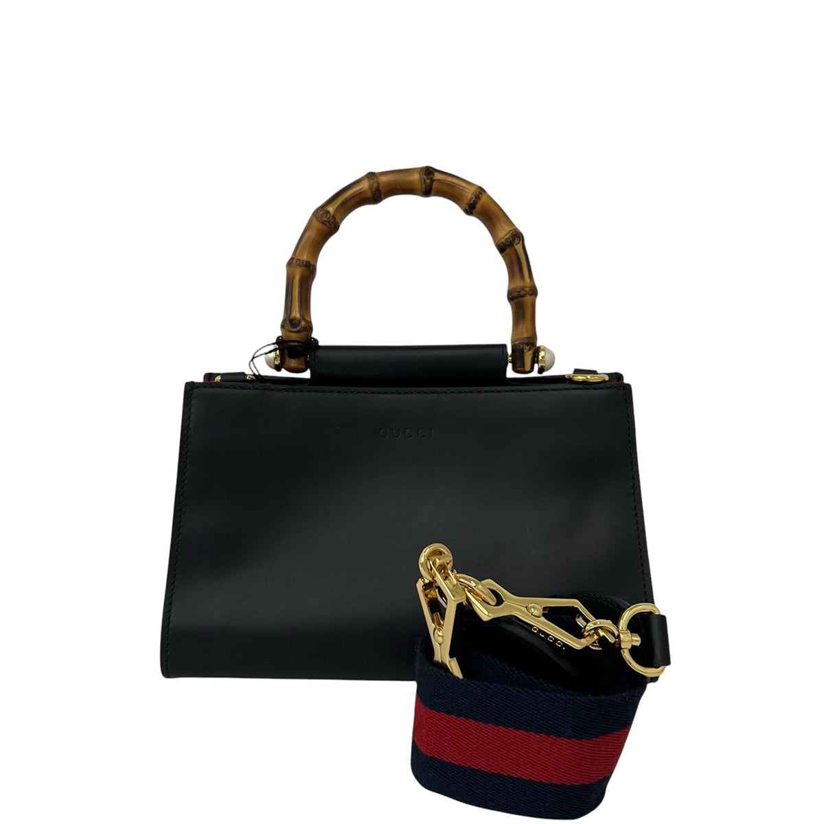 Gucci Mini Nappa Bamboo Web Nymphaea Top Handle Bag