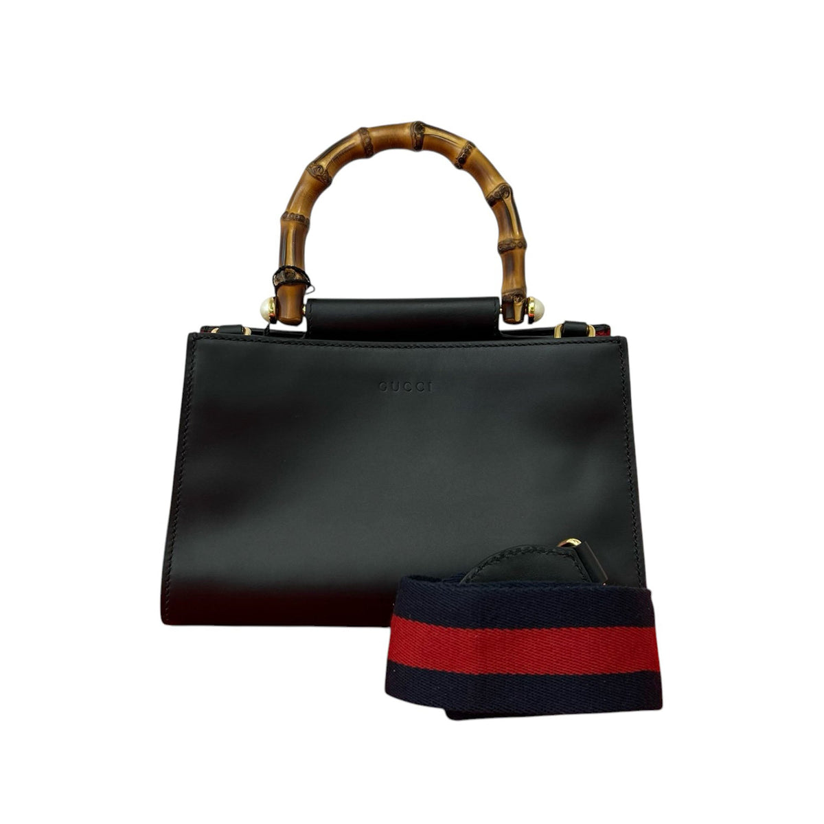 Gucci Mini Nappa Bamboo Web Nymphaea Top Handle Bag