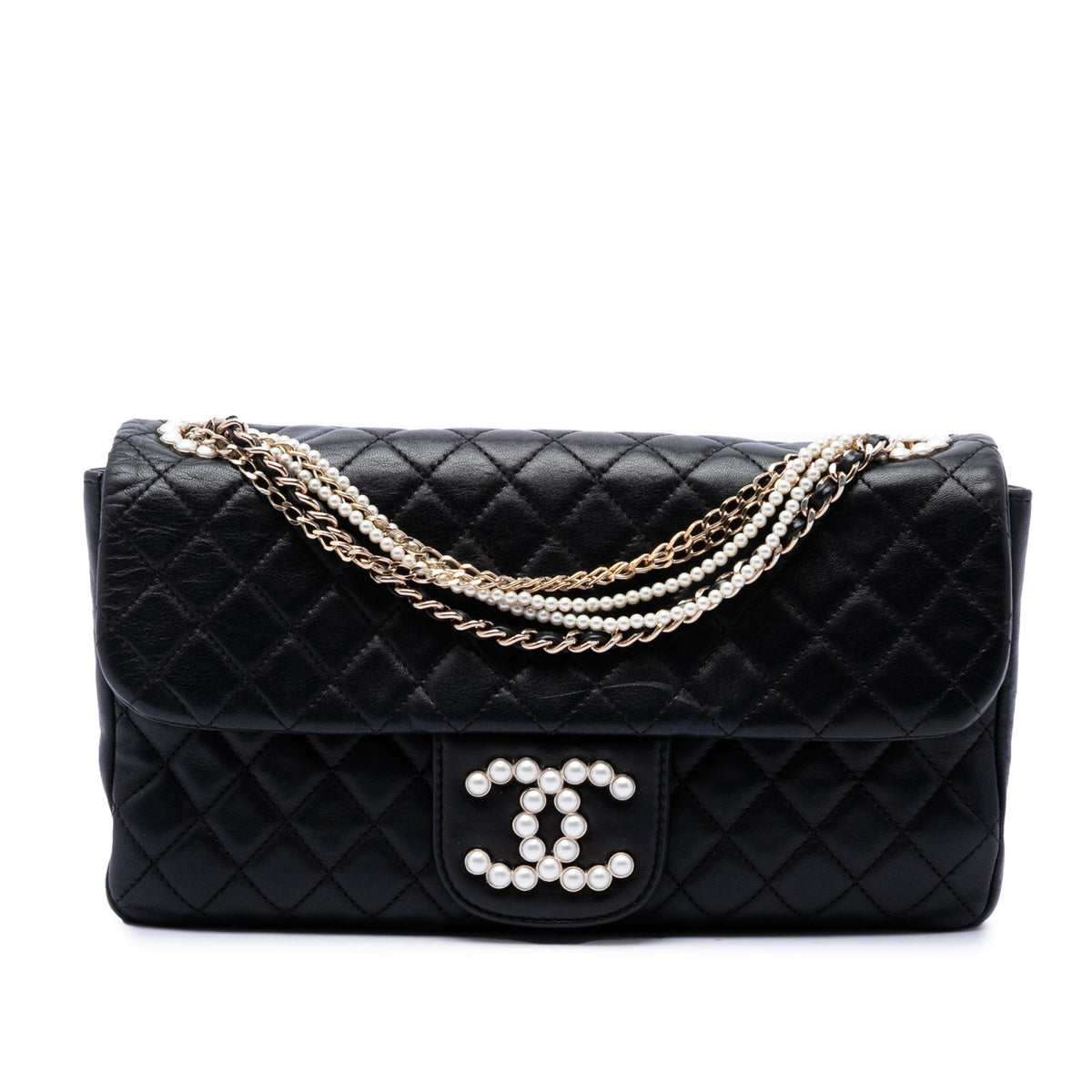 Chanel Medium Quilted Lambskin Westminster Pearl Flap — Black