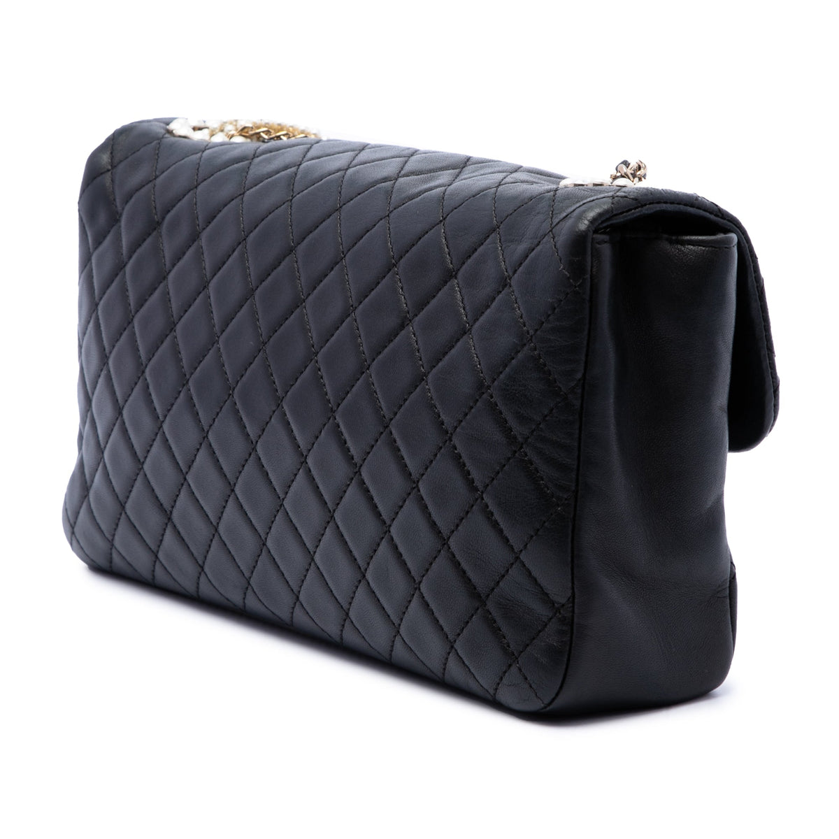 Chanel Medium Quilted Lambskin Westminster Pearl Flap — Black