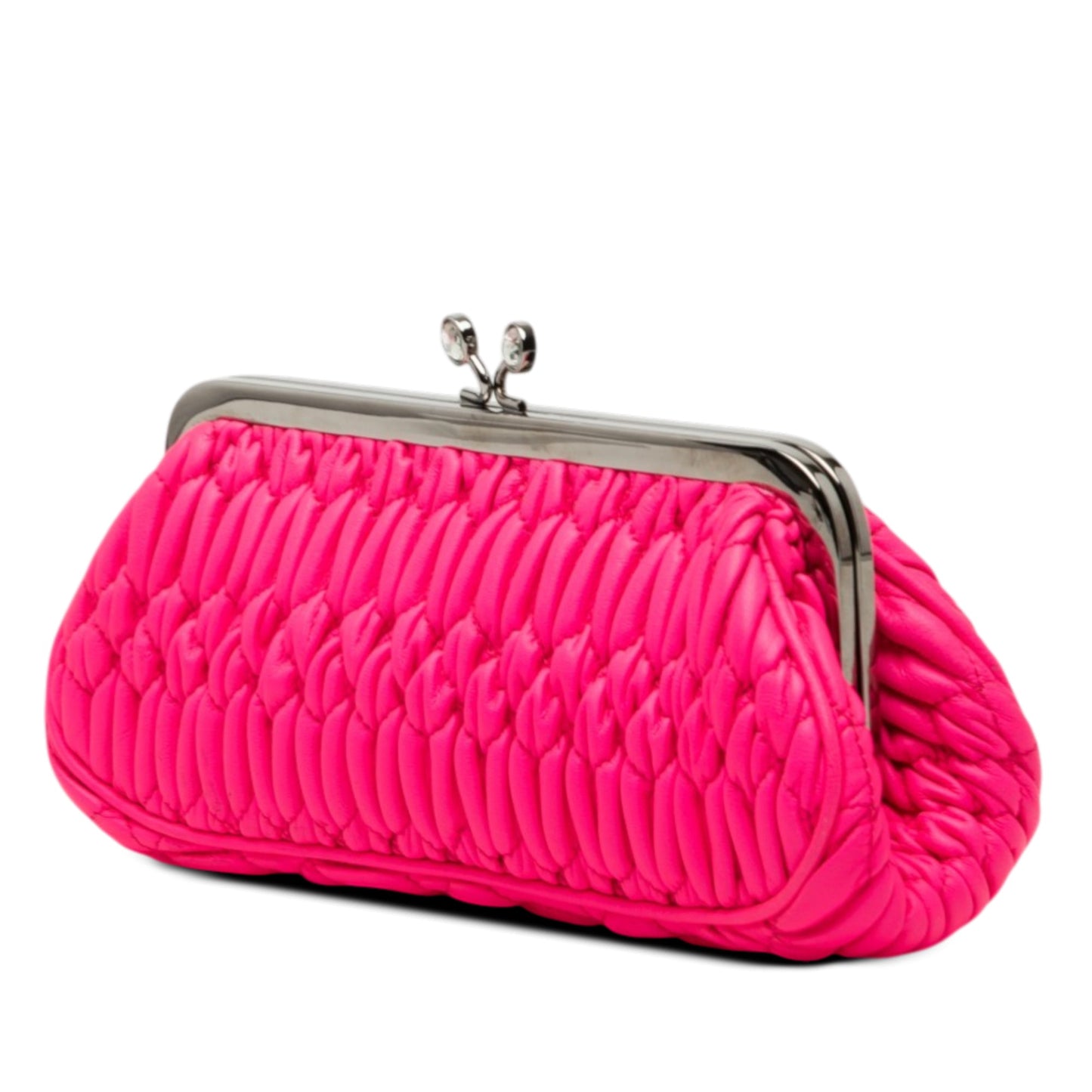 Matelasse Nappa Kiss Lock Frame Clutch
