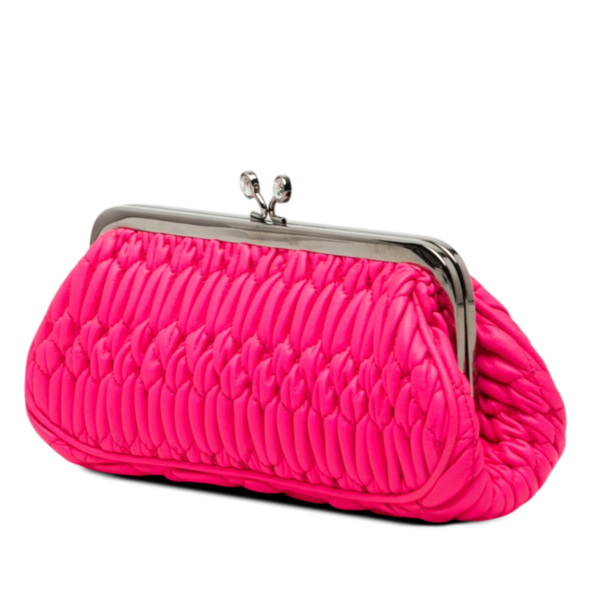 Matelasse Nappa Kiss Lock Frame Clutch