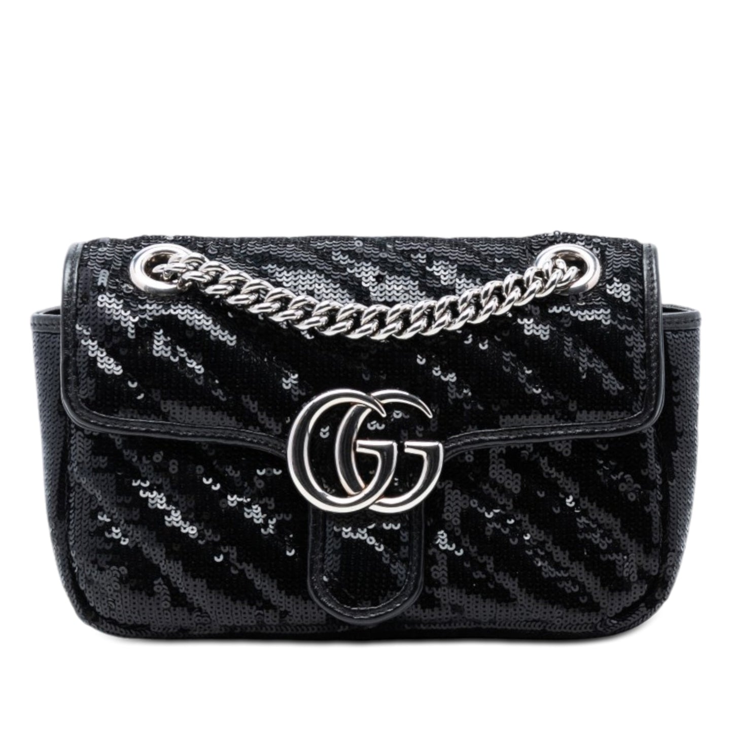 Gucci Small GG Marmont Matelasse Diagonal Sequin and Leather Torchon Shoulder Bag