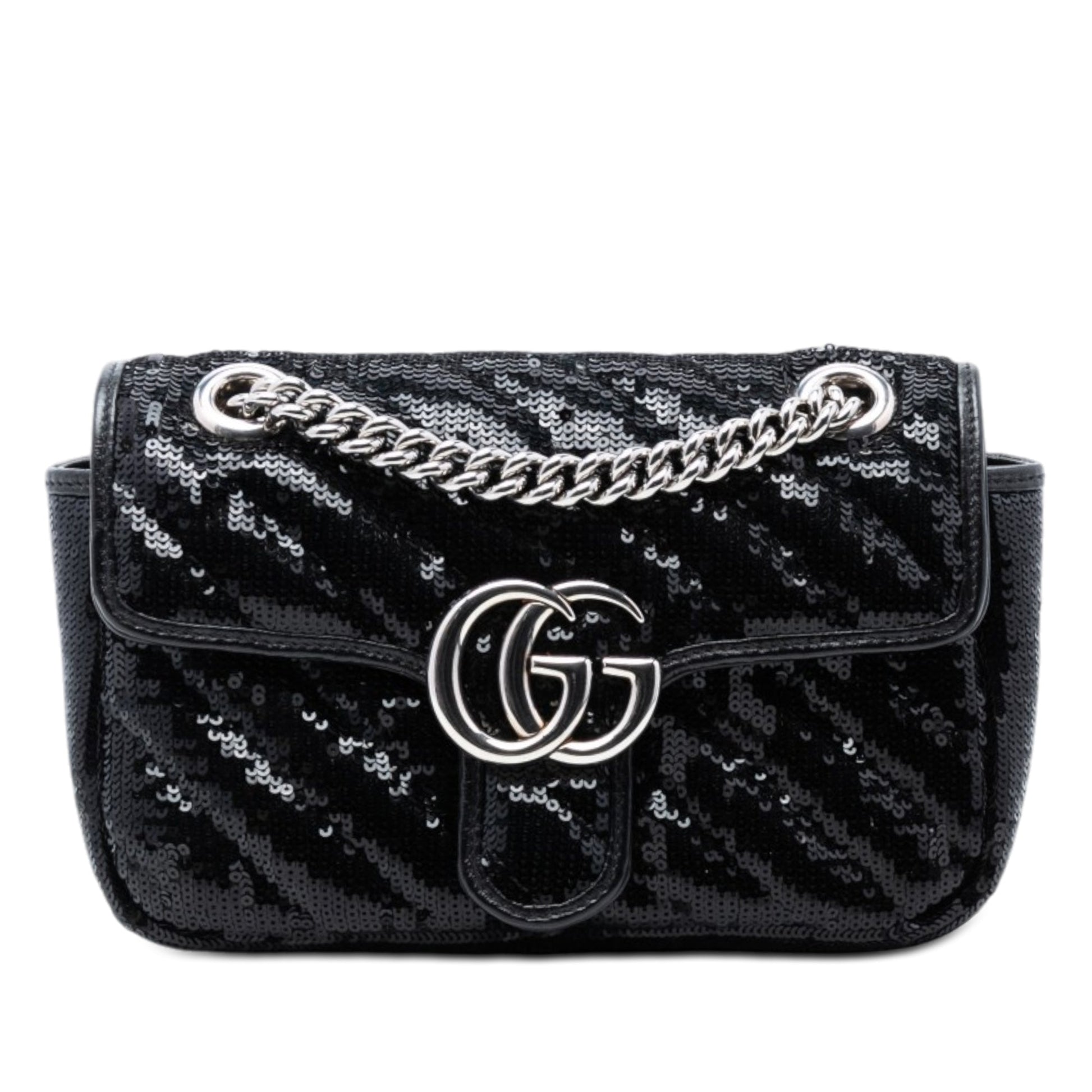 Gucci Small GG Marmont Matelasse Diagonal Sequin and Leather Torchon Shoulder Bag