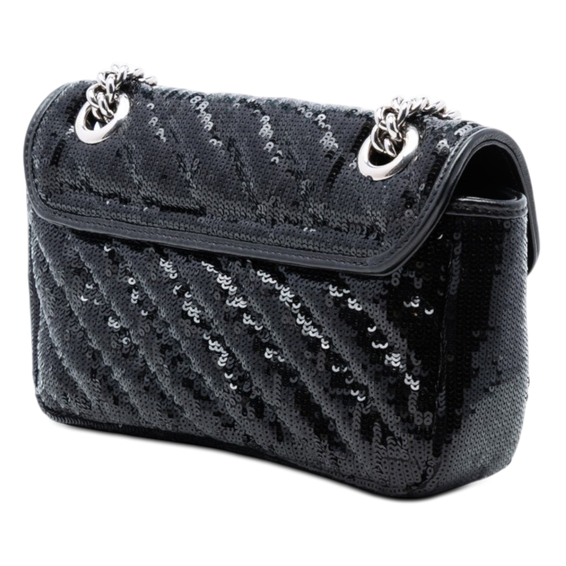 Gucci Small GG Marmont Matelasse Diagonal Sequin and Leather Torchon Shoulder Bag