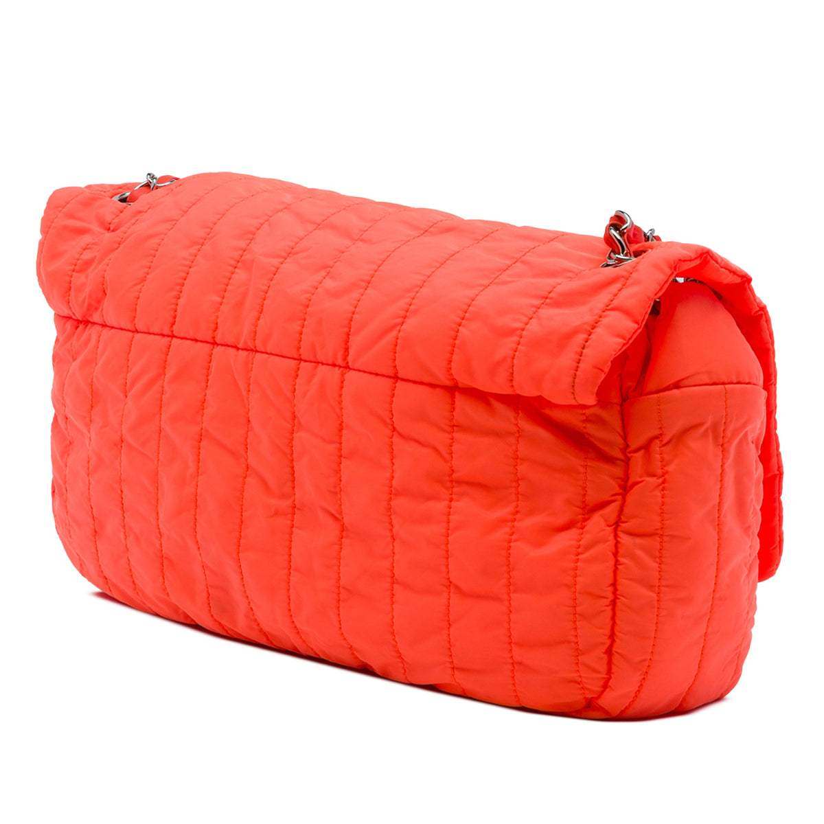 Chanel Jumbo Quilted Nylon Soft Shell Flap — Orange