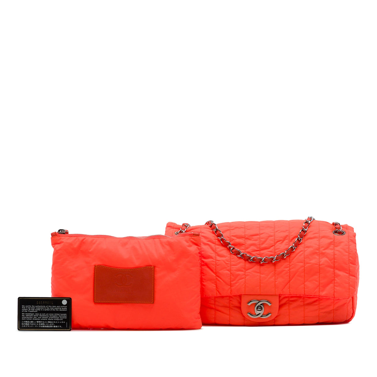 Chanel Jumbo Quilted Nylon Soft Shell Flap — Orange
