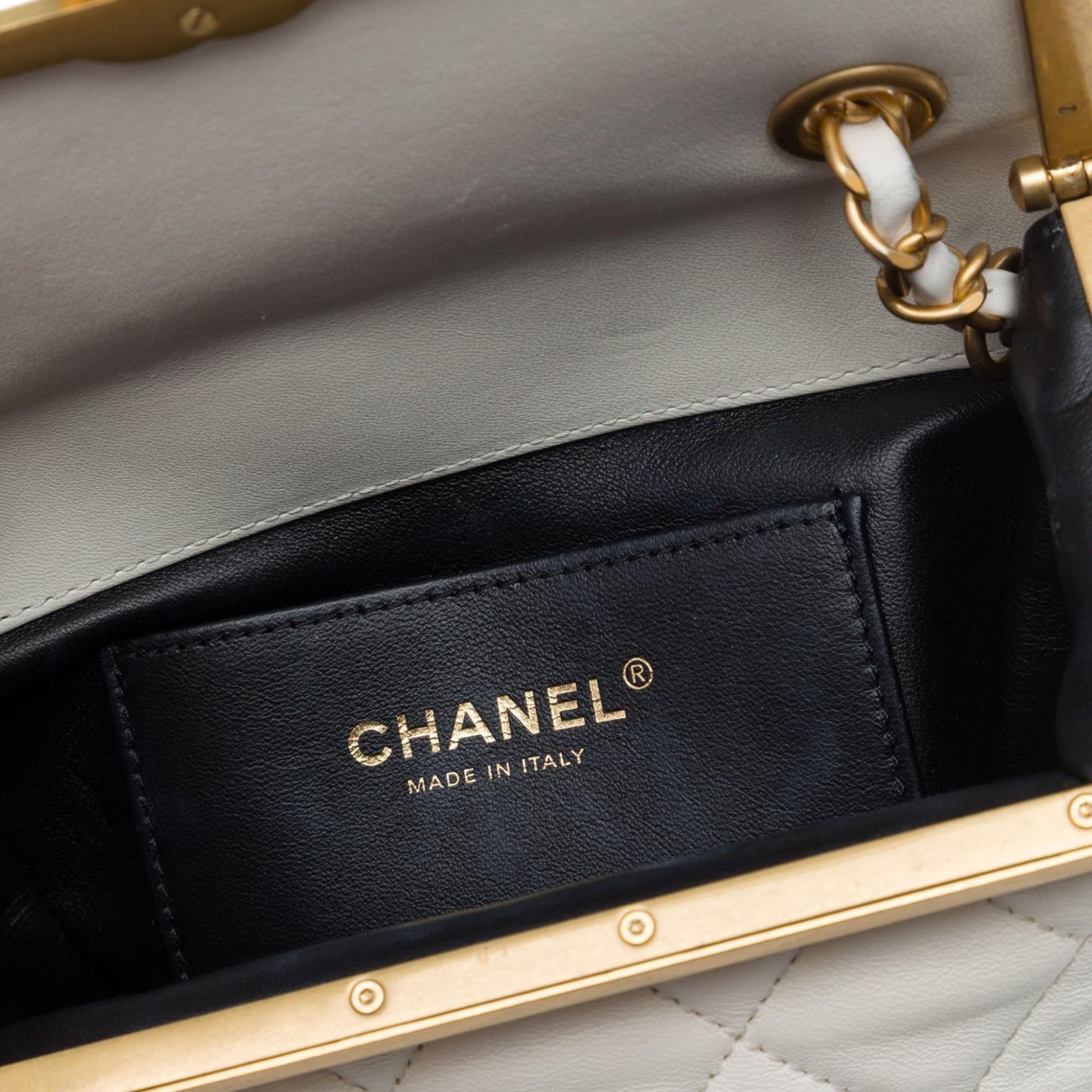 Chanel Mini Quilted Lambskin Paris Monaco Kiss Lock Vanity Bag