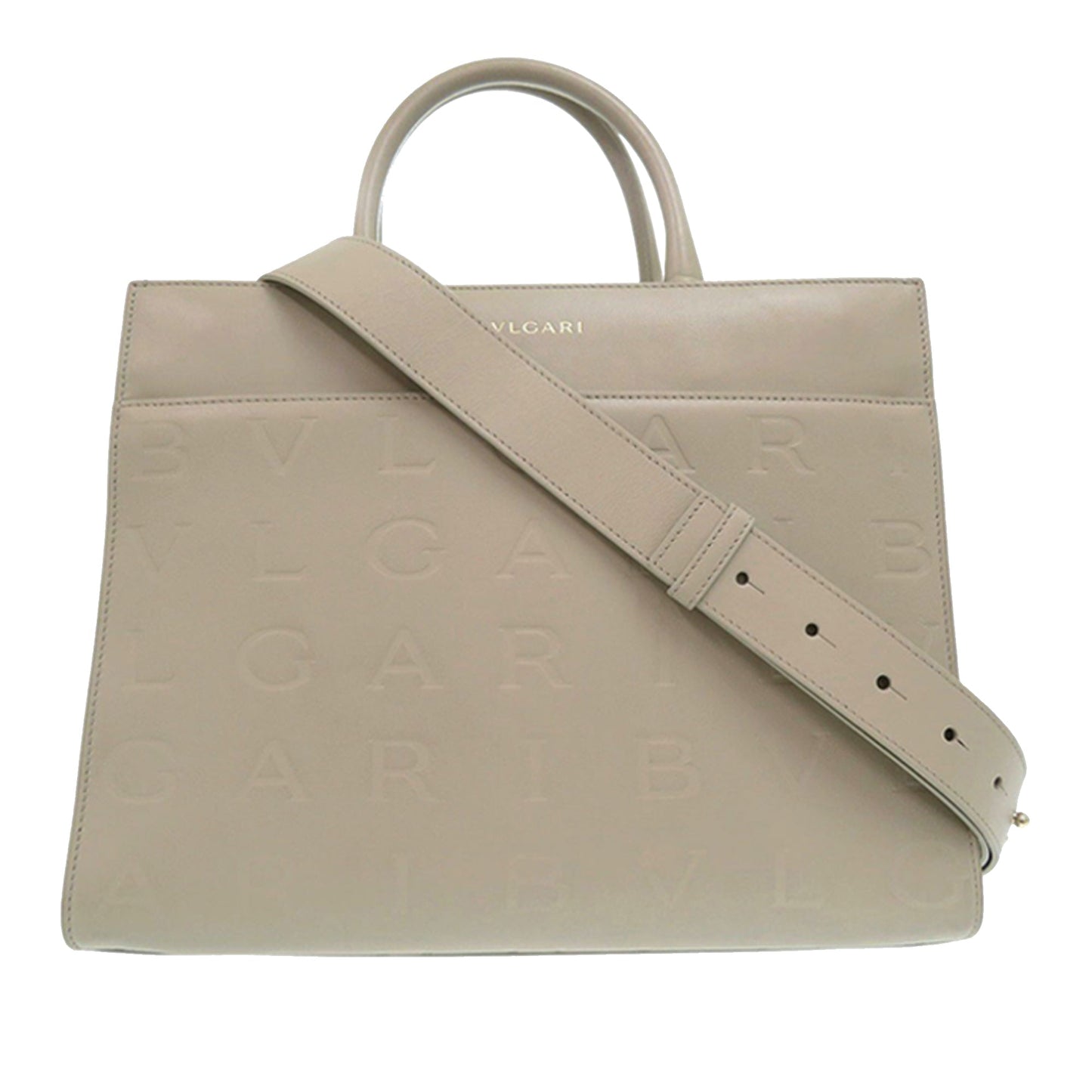 Bvlgari Embossed Leather Logo Infinitum Tote