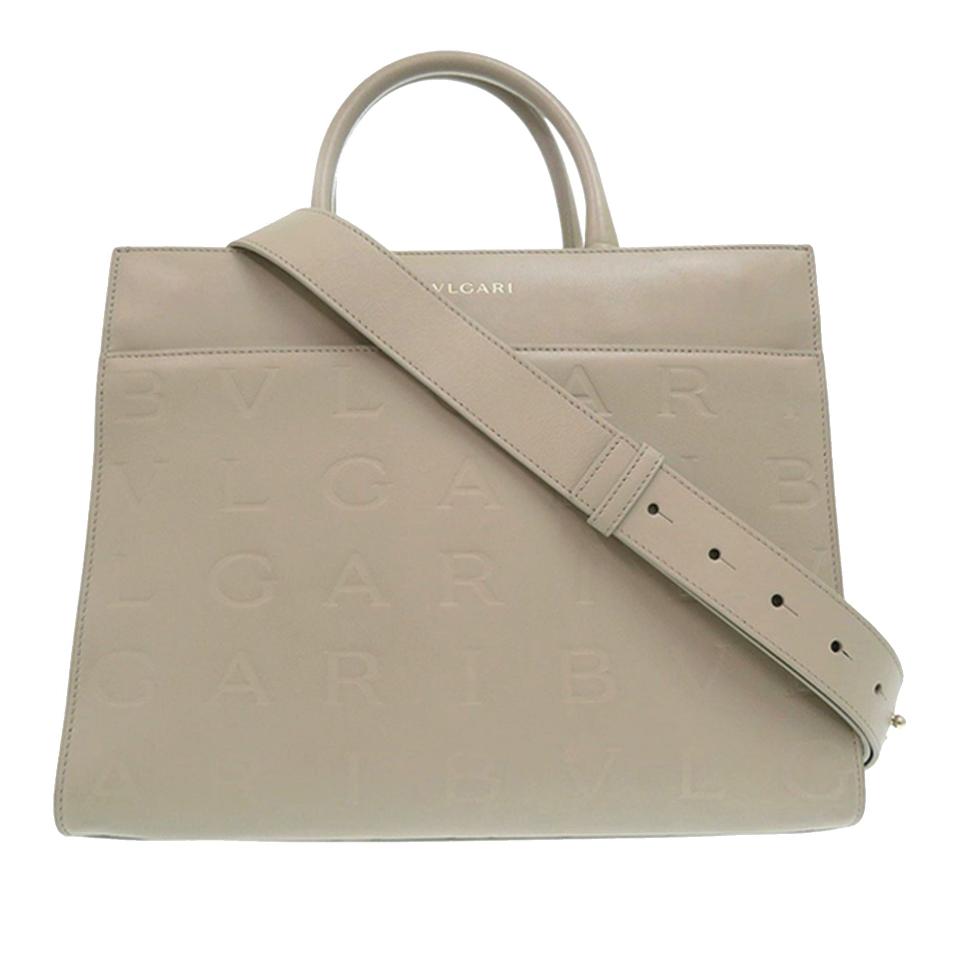 Bvlgari Embossed Leather Logo Infinitum Tote