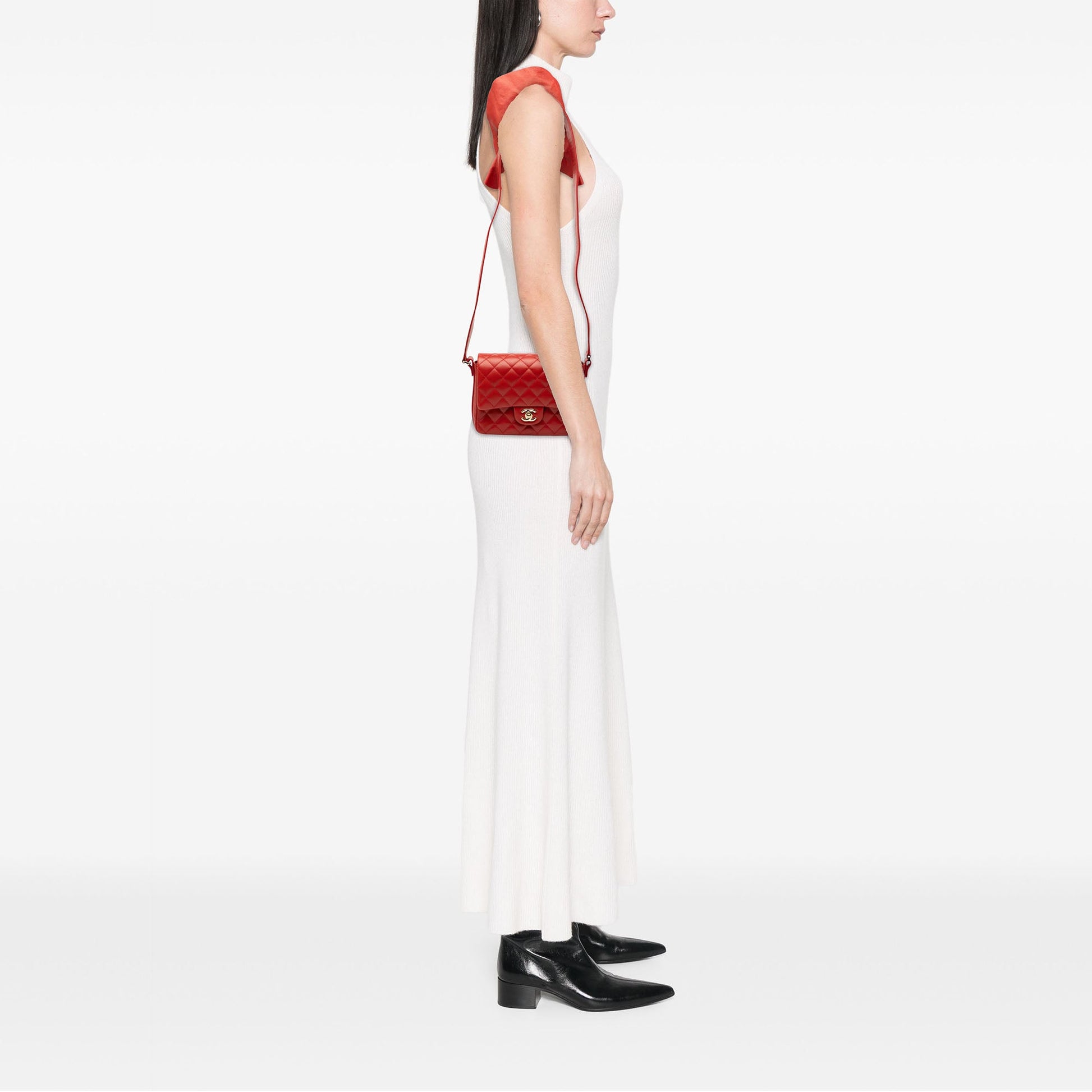 Chanel CC Quilted Calfskin Ruffle Strap Flap