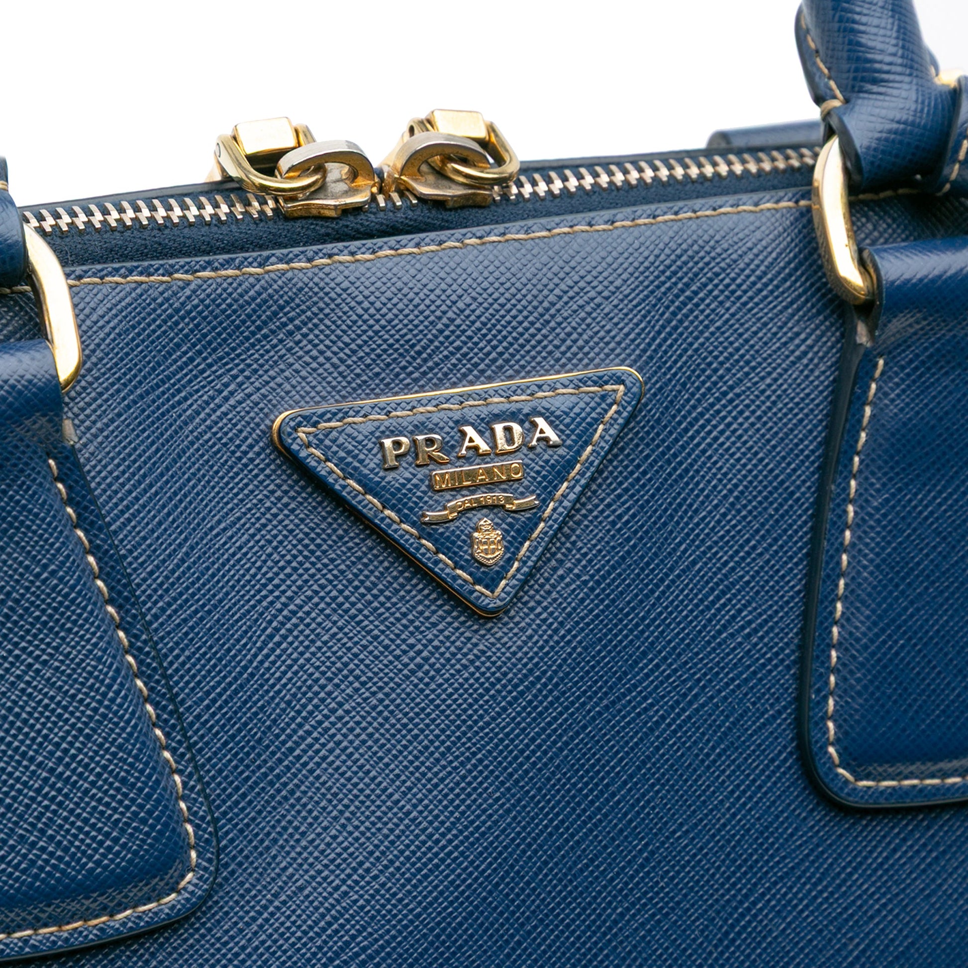 Prada Bicolor Saffiano Lux Promenade Dome Handbag