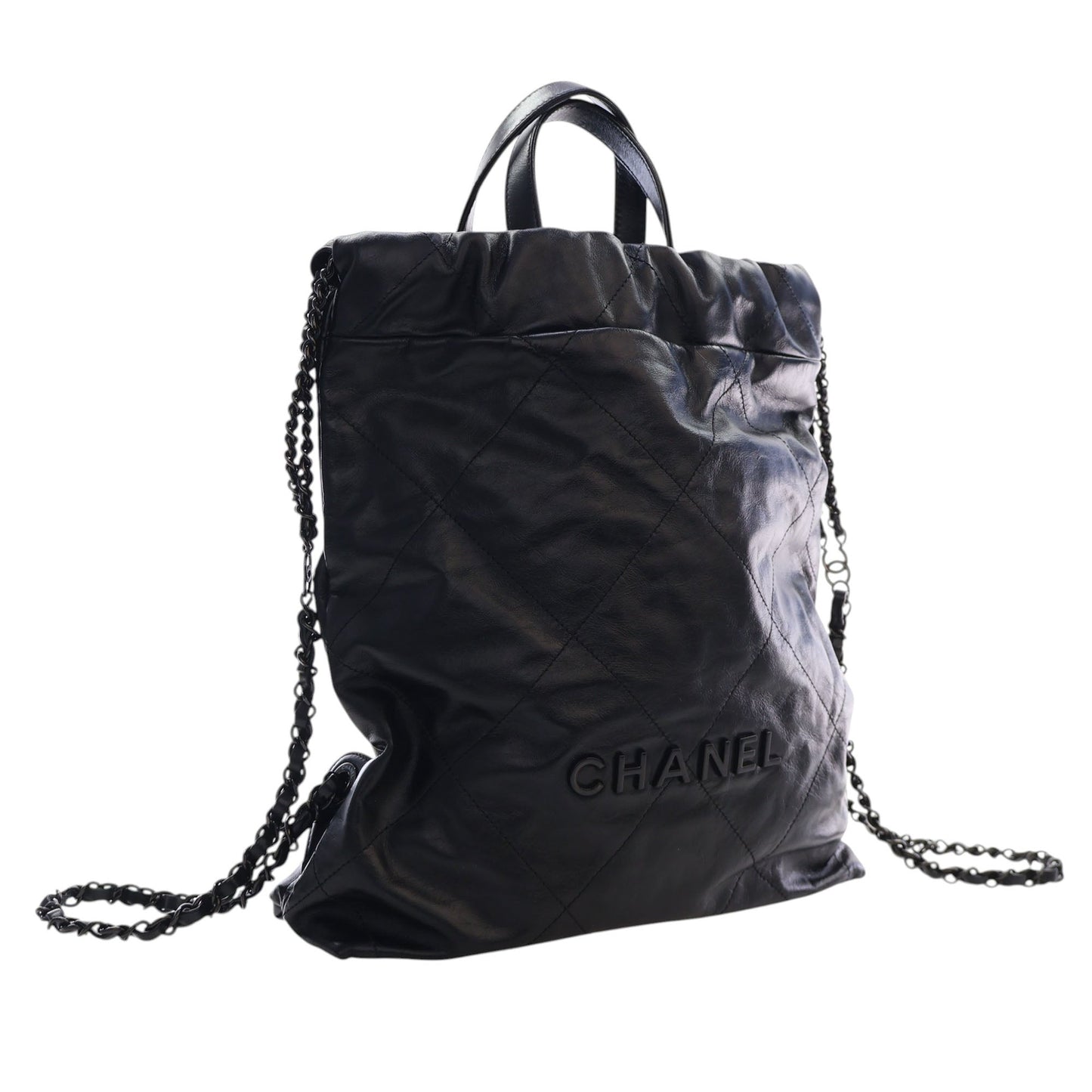 Chanel Large Quilted Shiny Calfskin 22 Backpack