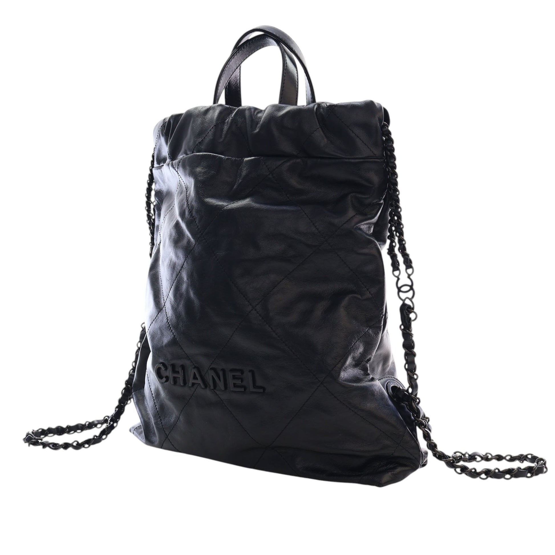 Chanel Large Quilted Shiny Calfskin 22 Backpack