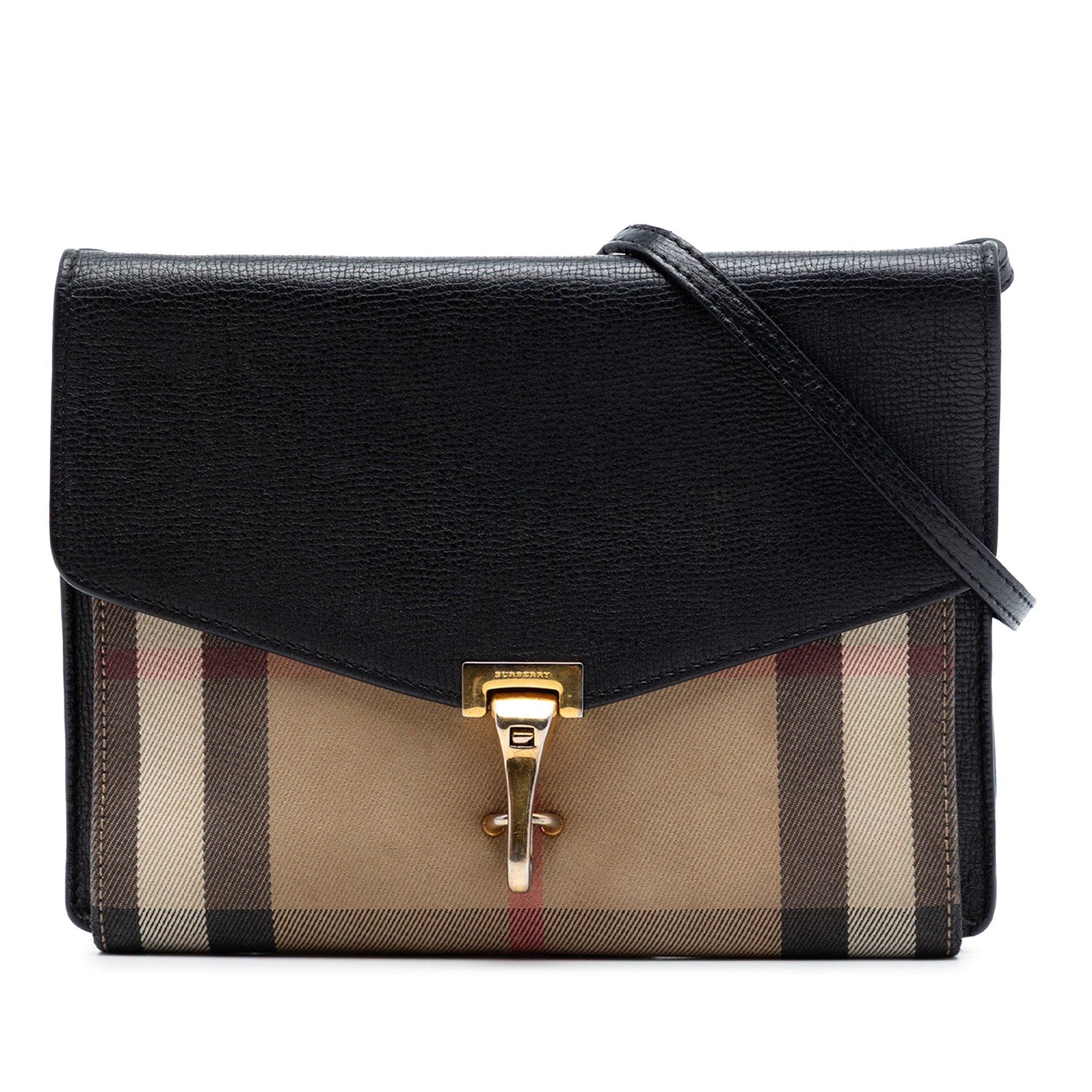 Burberry Small Leather and House Check Canvas Derby Macken Crossbody