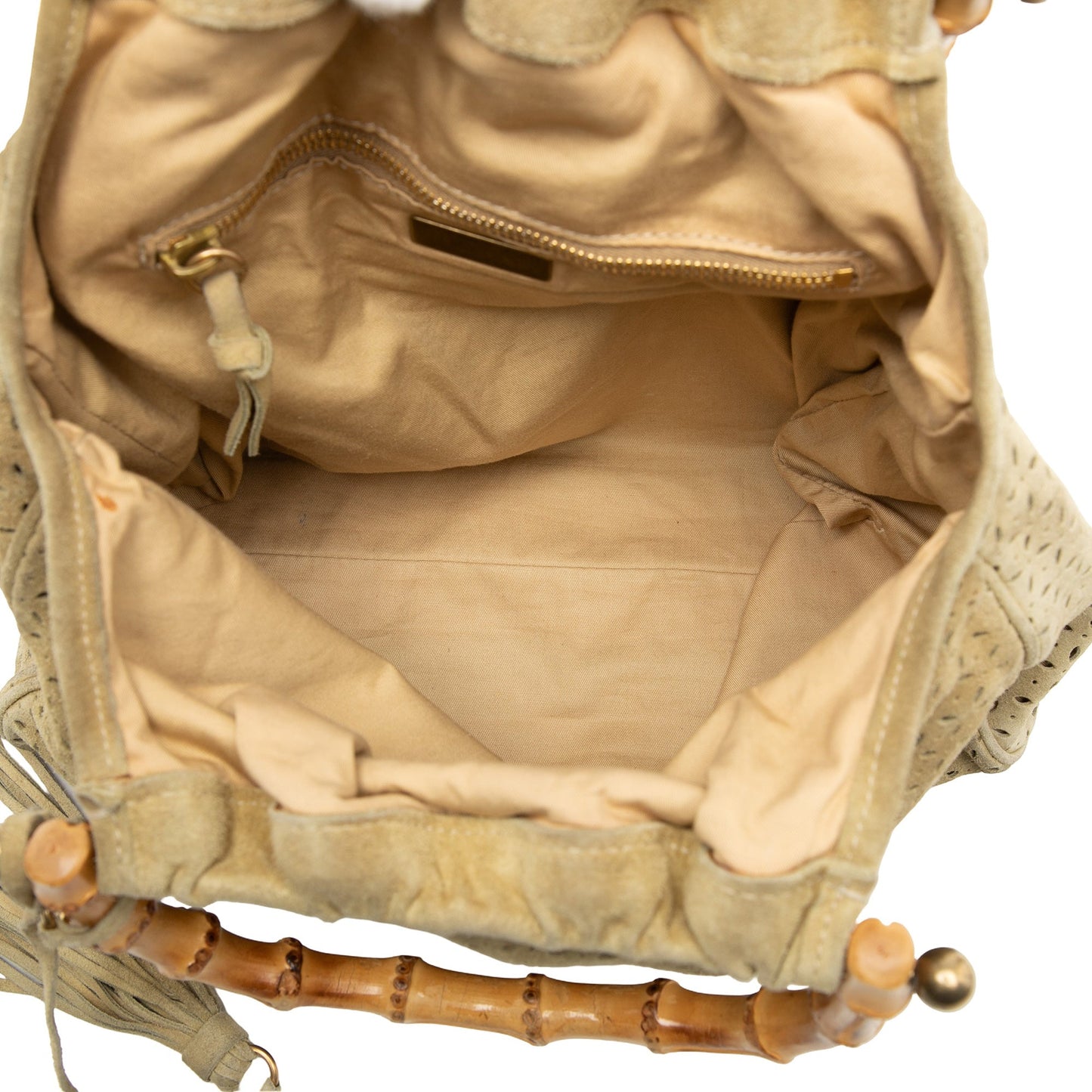 Miu Miu Laser Cut Suede Bamboo Top Handle Bag