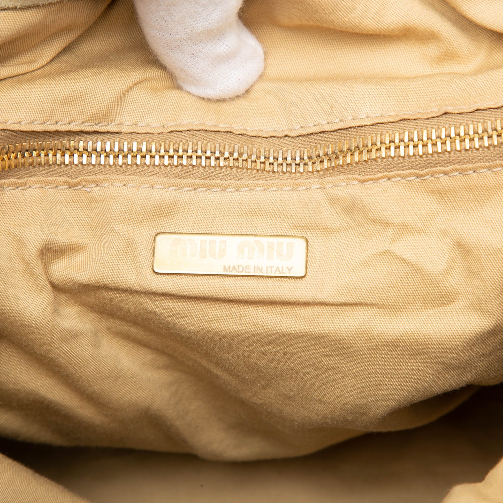 Miu Miu Laser Cut Suede Bamboo Top Handle Bag