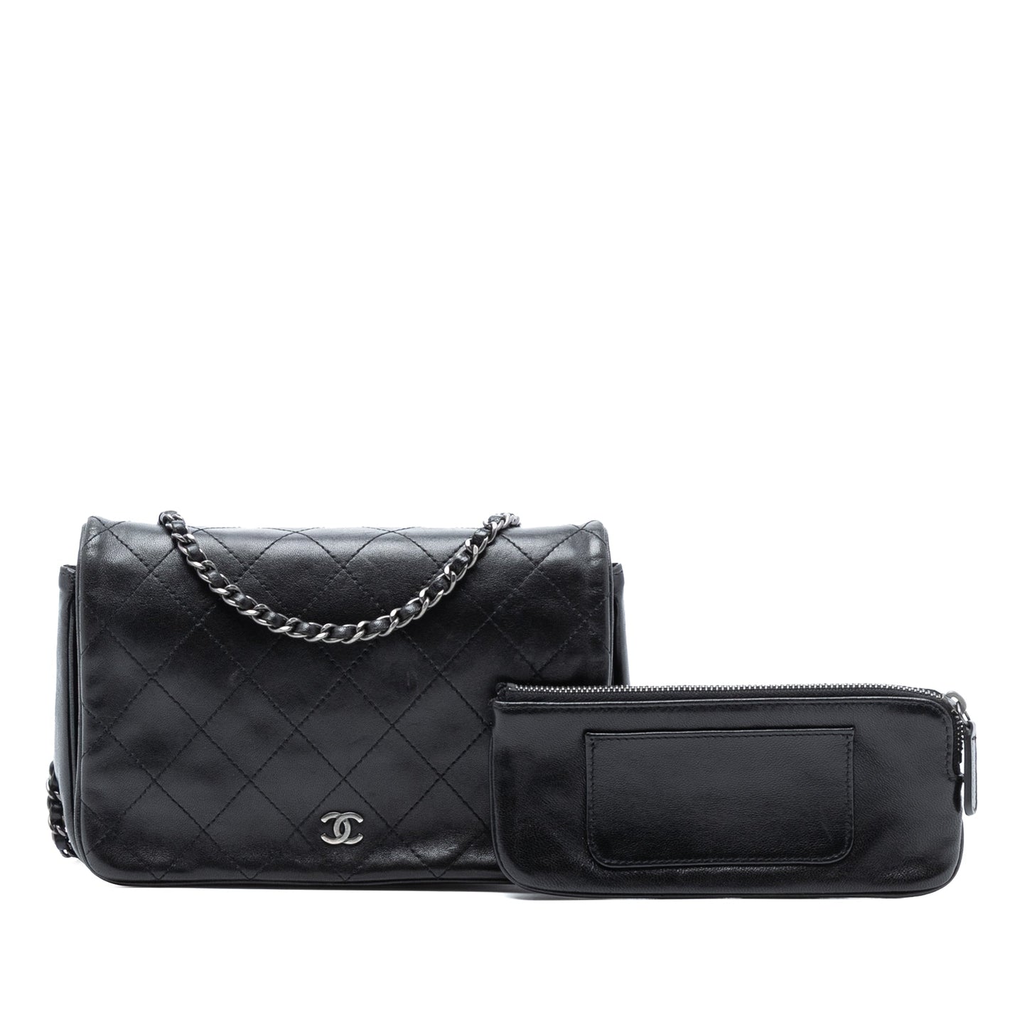 Chanel CC Quilted Lambskin Full Flap Wallet on Chain