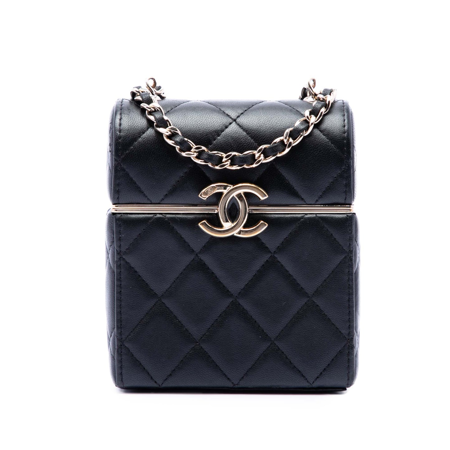 Chanel Small Quilted Lambskin Box With Chain